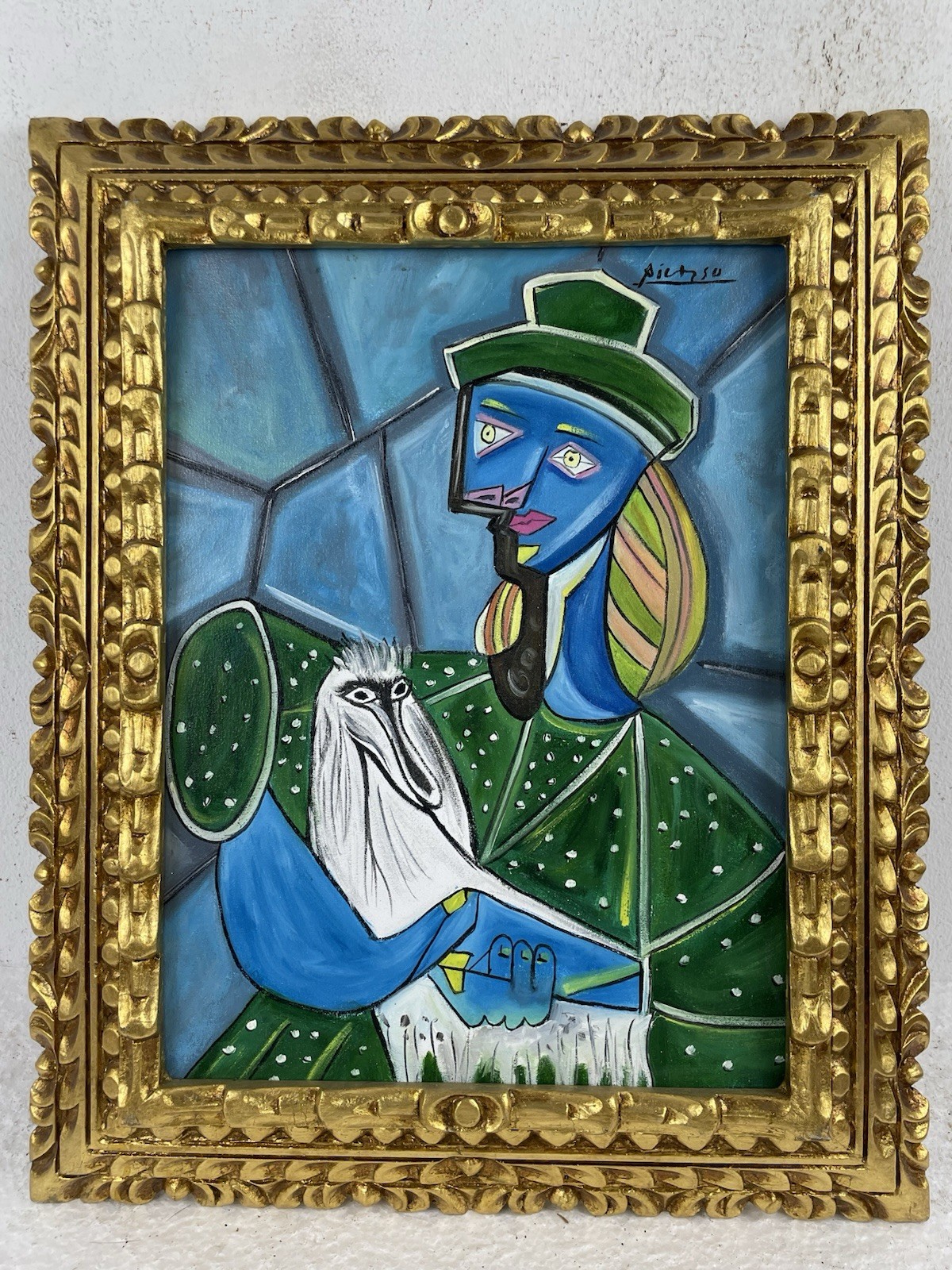 Pablo Picasso Oil On Canvas (Handmade) signed and stamped Framed