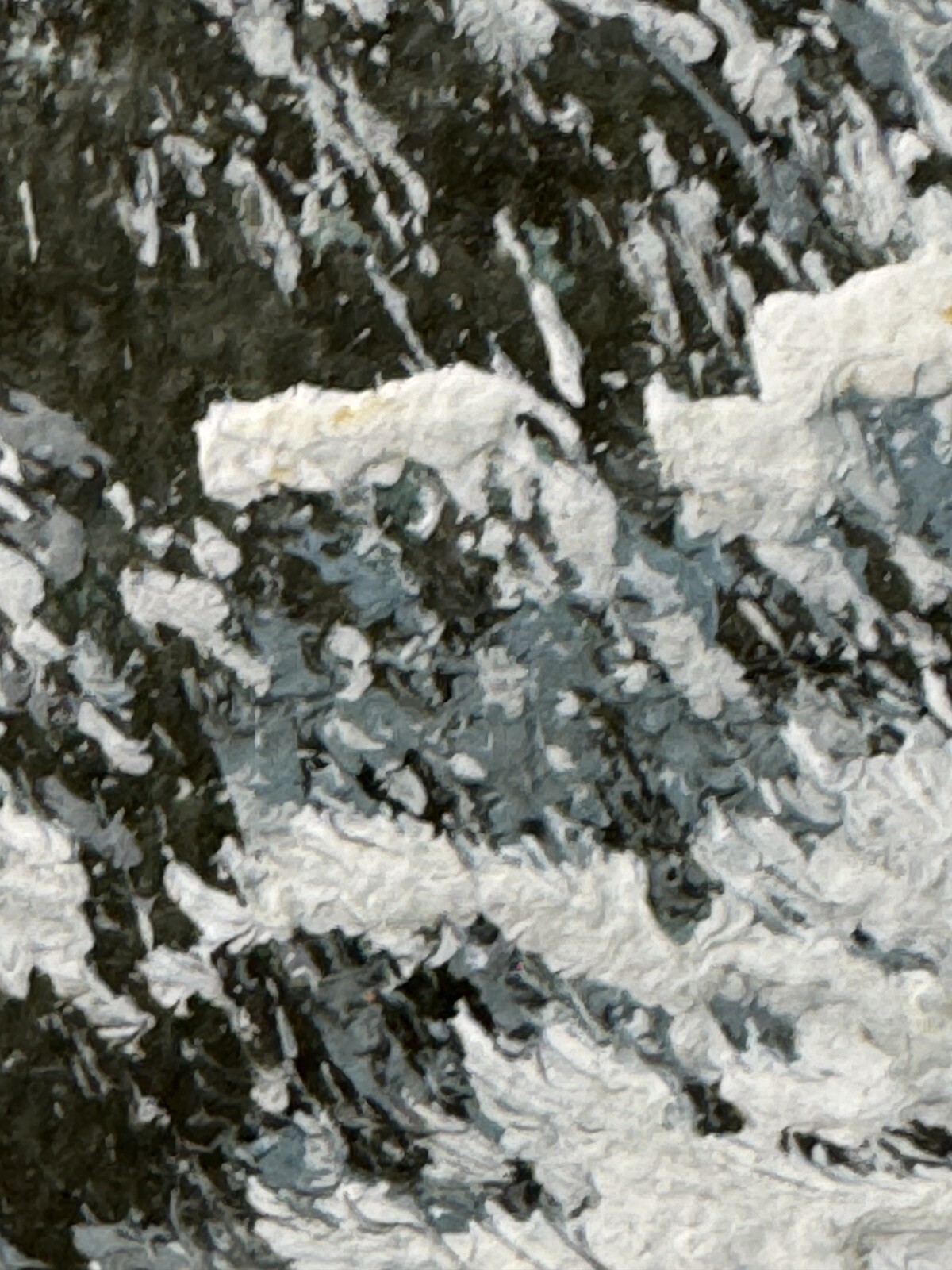 Winter Scene Painting -Snow covered Cabin with mountains, water and trees Signed