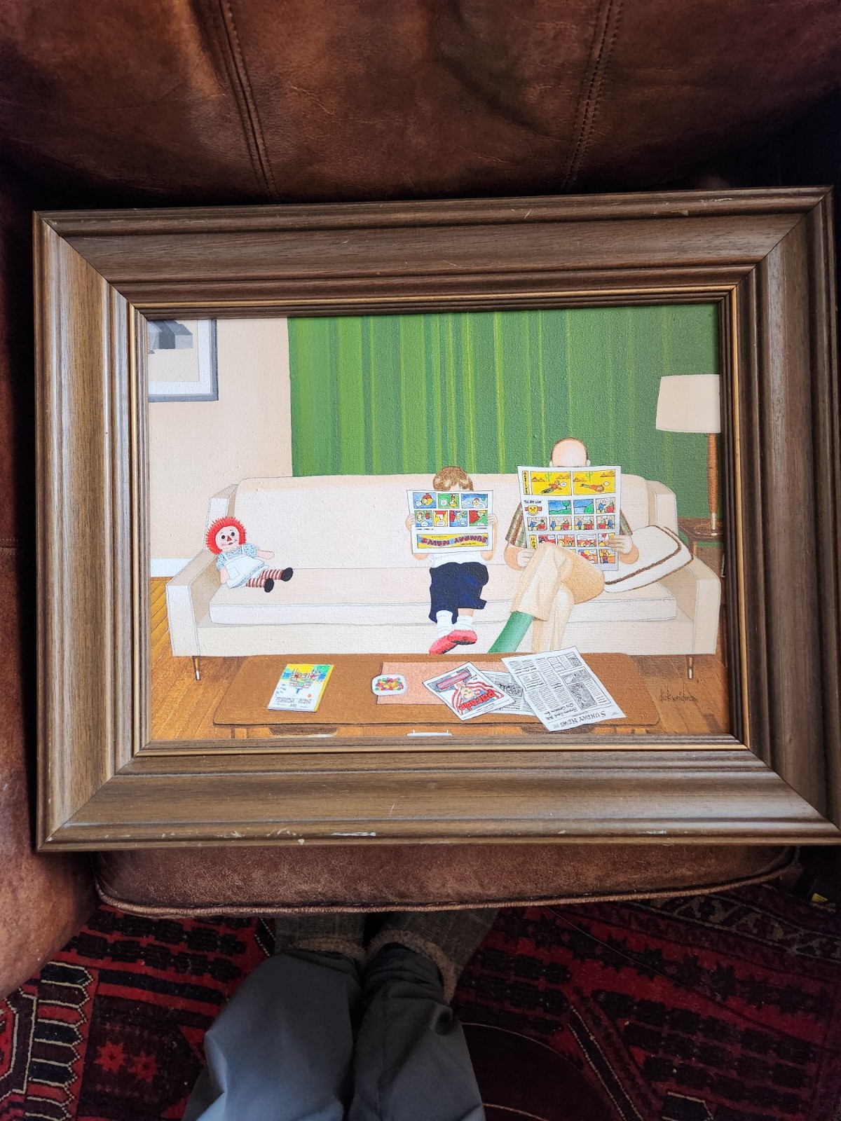 Original Oil Painting By Dick Weidman Sunday Funnies 21″ x 17″ Comic Cartoonist