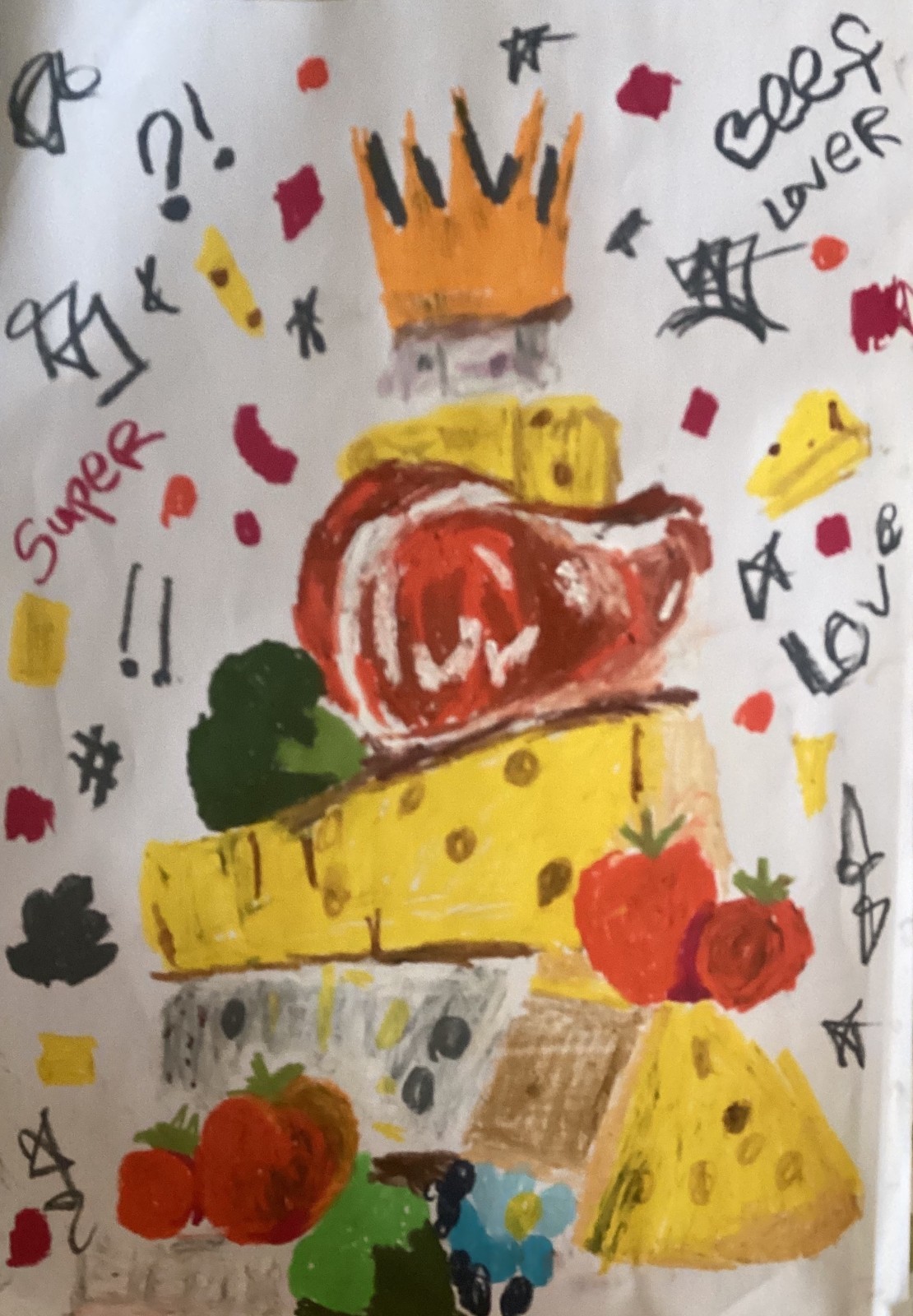 Basquiat Style Graffiti Abstract Bold Food Original 18 by 24 on Paper