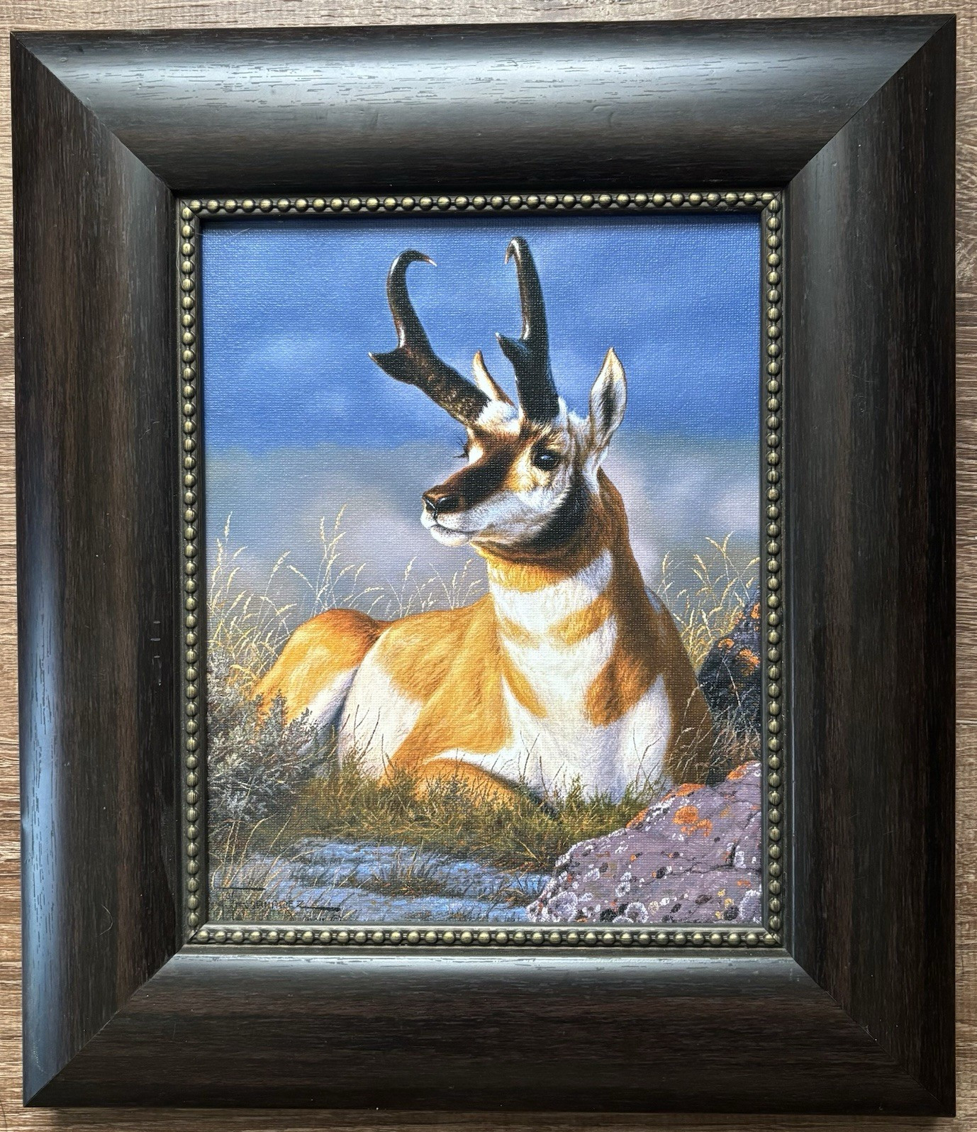 Framed Realism Antelope Wildlife Painting Animals Nature Single Piece