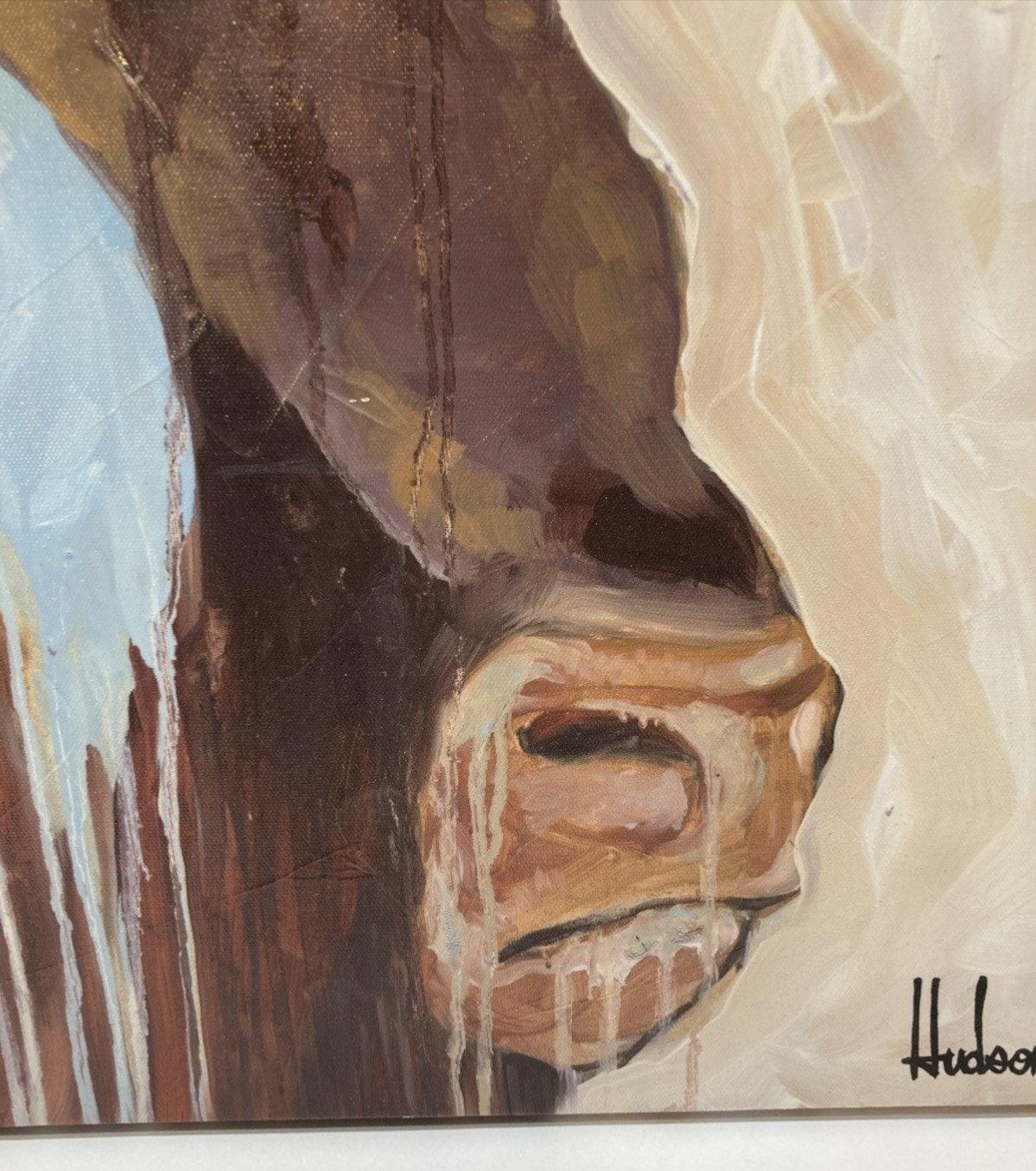 «Head of an American Buffalo» by Hudson Canvas Wrap Painting 2015