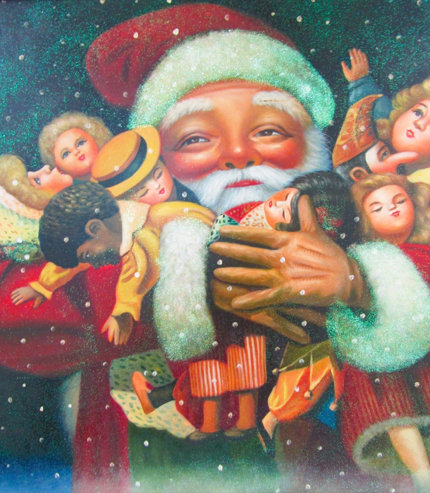Large Christopher Radko Oil Painting «Christmas Joy» Ltd. Ed. 160/500 Framed COA