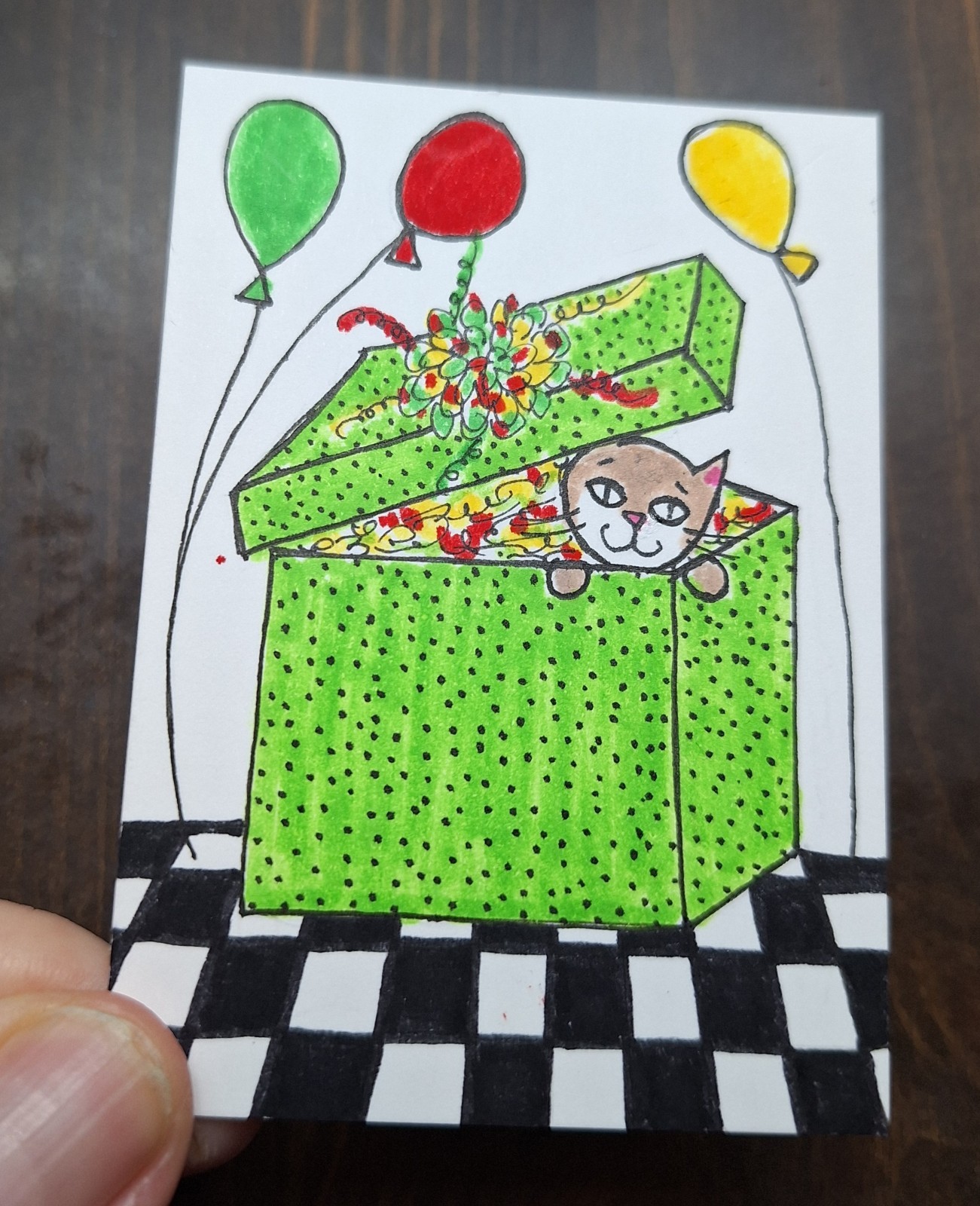 ACEO Original Kitty Cat Miniature Watercolor Painting by Sandrajean Smith
