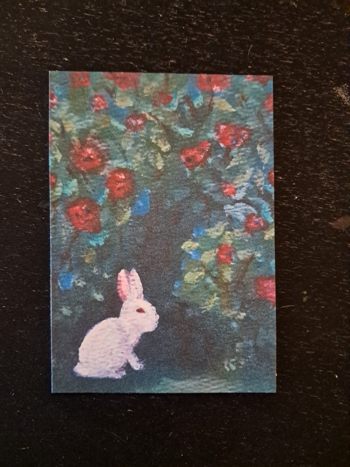 ACEO White Rabbit Red Roses Alice in wonderland inspired | Heartandhorizonart