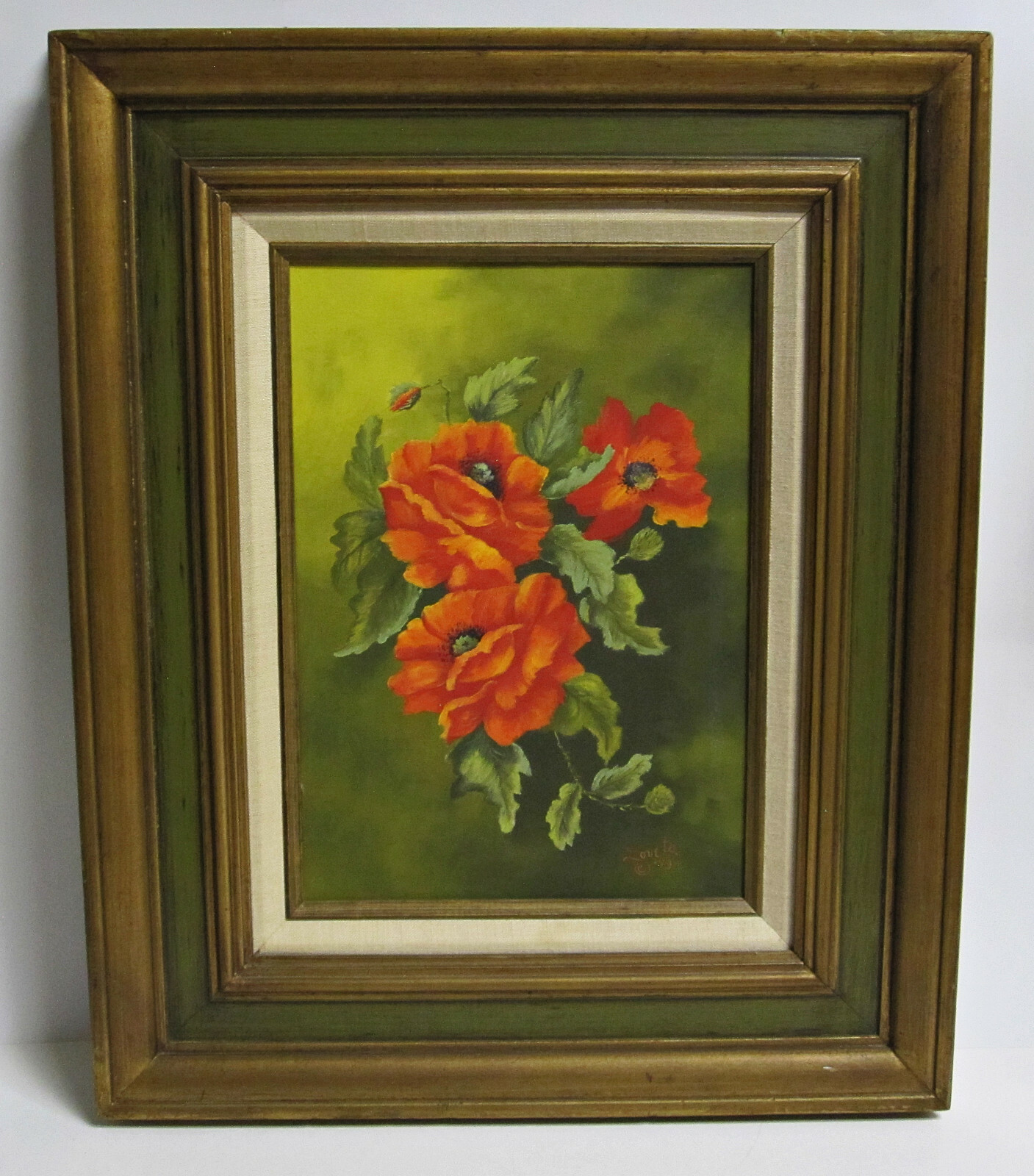 Texas Red Flowers Acrylic on Canvas by Loveta Strickland, Listed Texas Artist