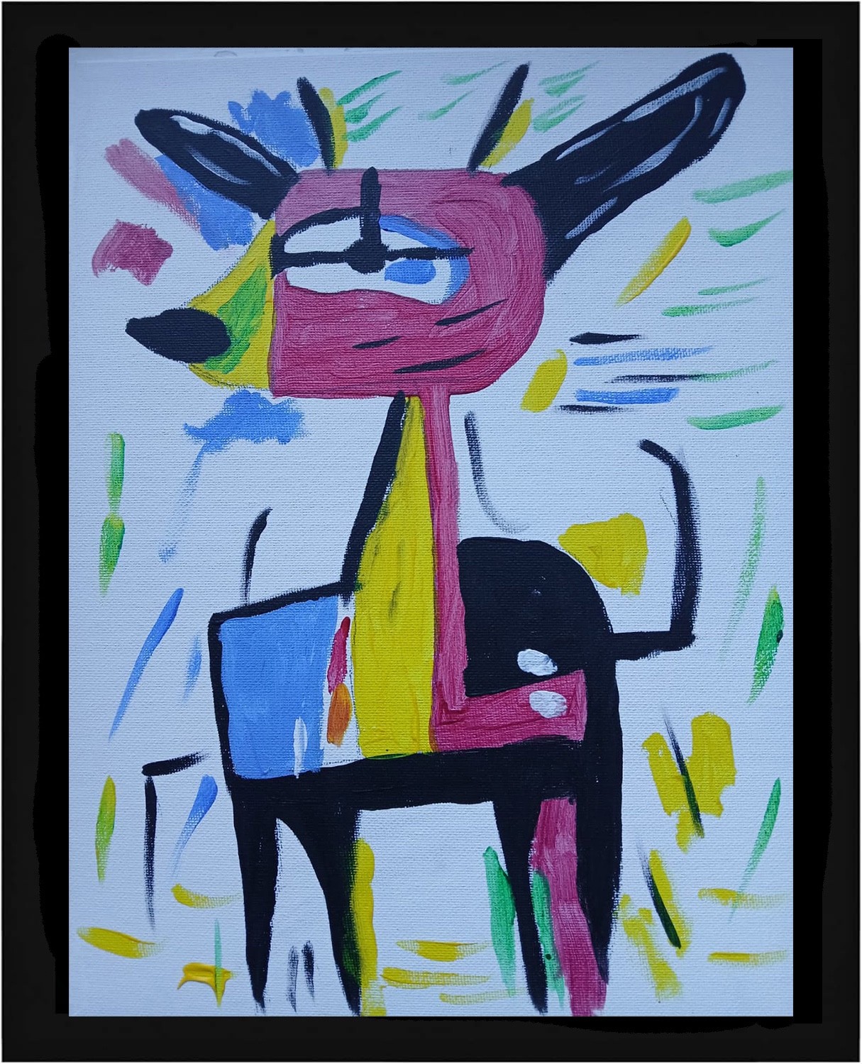Abstract/Expressionism 9 x 12 Deary Dear Modern Street Art Cartoony Painting