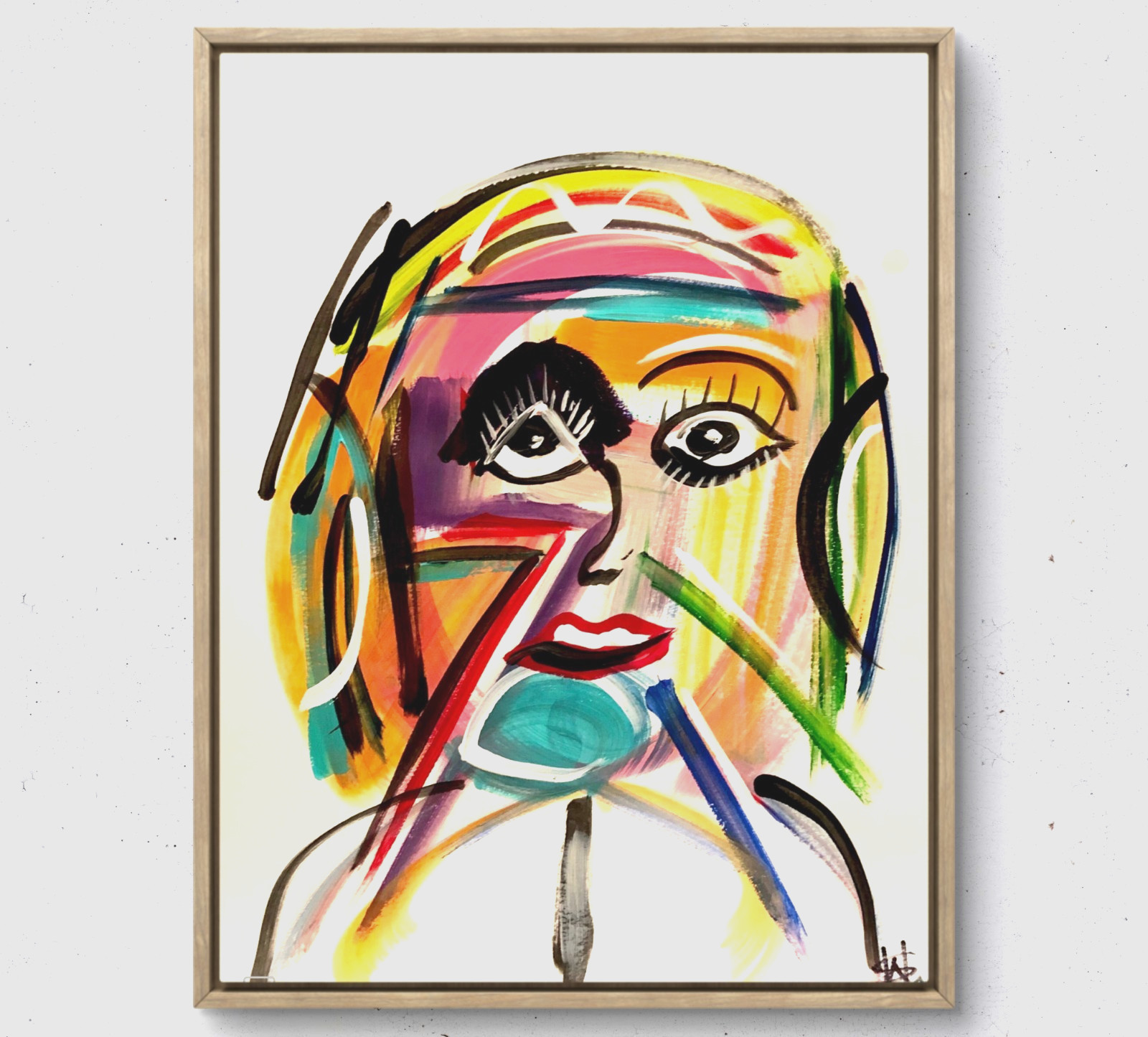 WS original futuristic painting14X11 Gallery Paper modern expressionism art