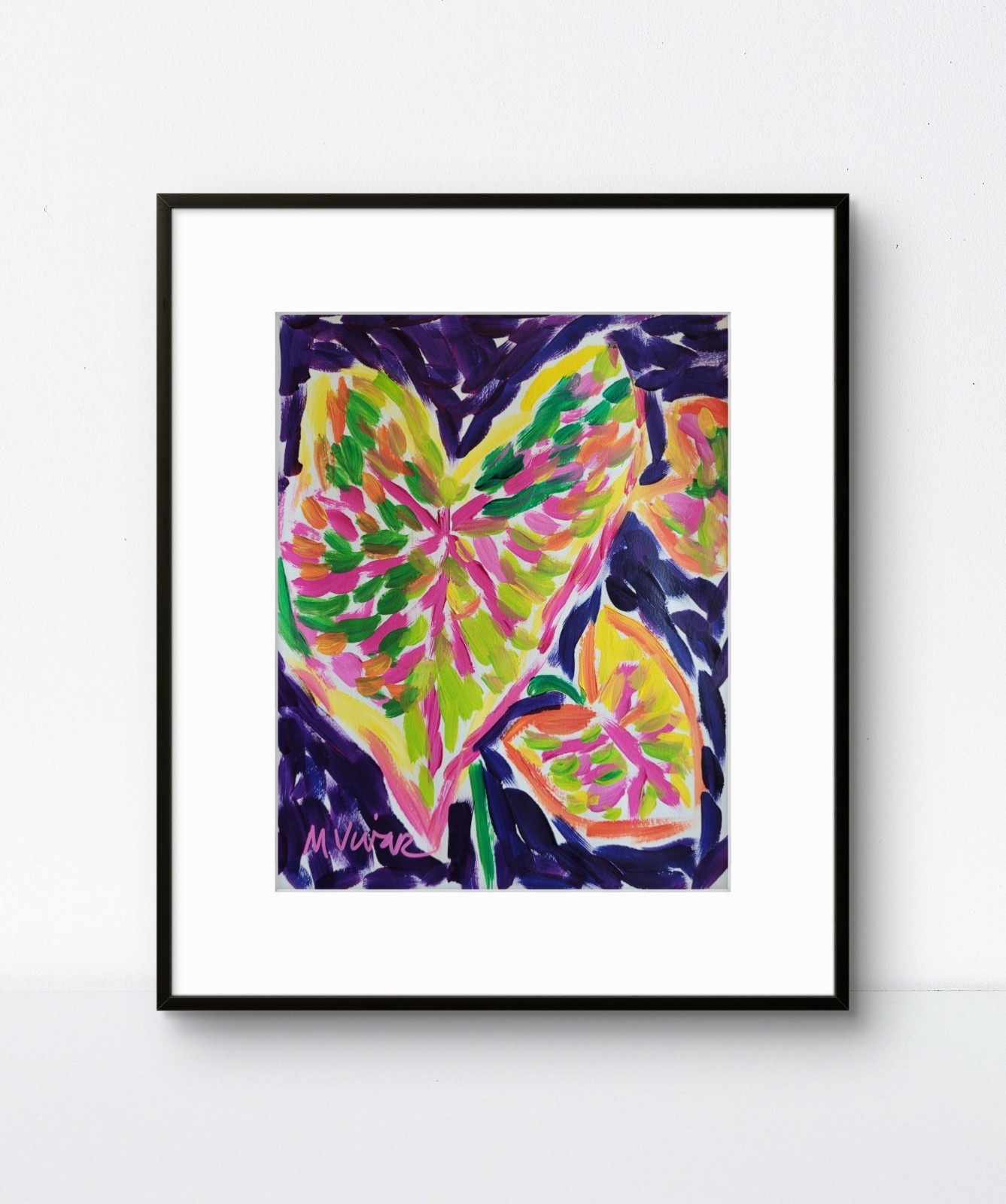 MONA VIVAR 11 x 14 Colorful Abstract Garden Plants Original Art Painting