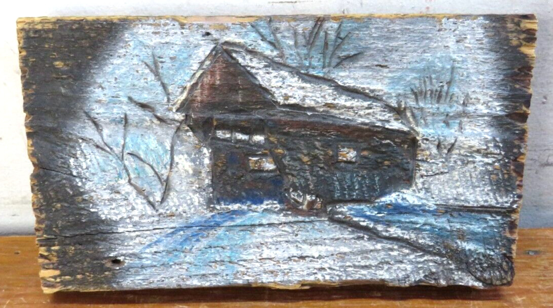 Vintage Rollins Wood Burning/Carving/Painting Covered Bridge 8.25″ x 4.5″ x 1″