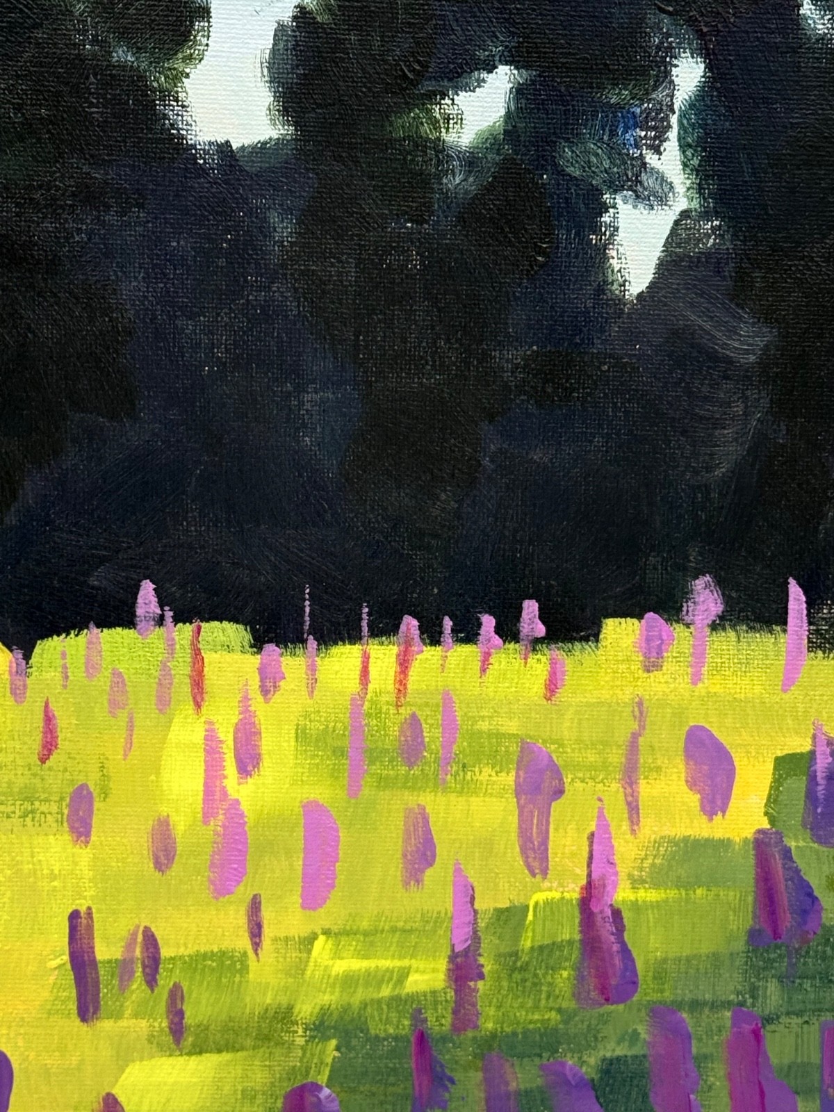 Original 14×11 Acrylic Landscape Painting Flowers Contemporary Modern Art