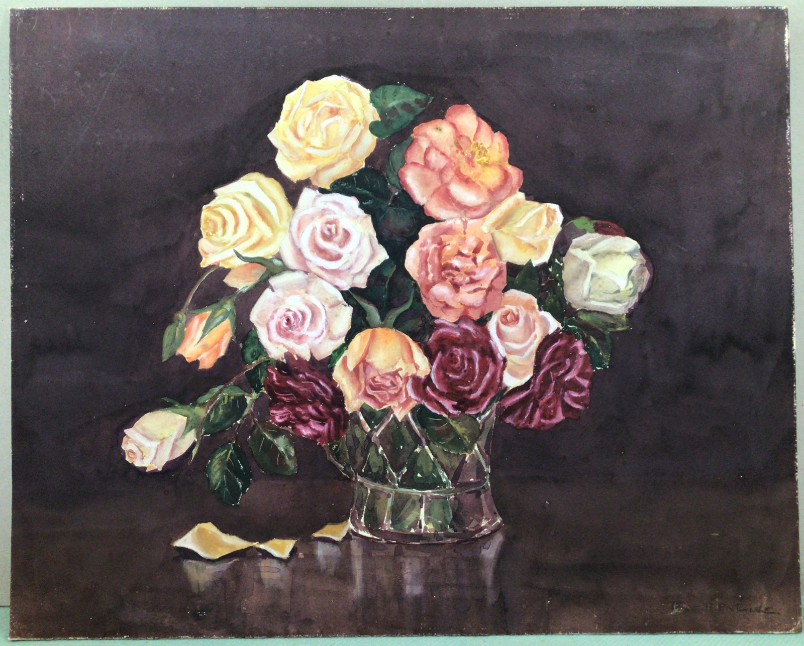 H Entwisle Circa 1920s -1930s Still Life Watercolour Painting