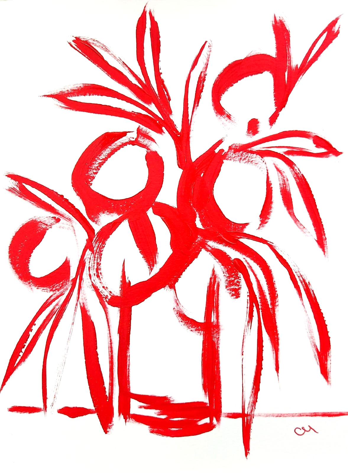 Original Abstract 9×12 Floral Painting Acrylic Minimalist Wall Art Living Room
