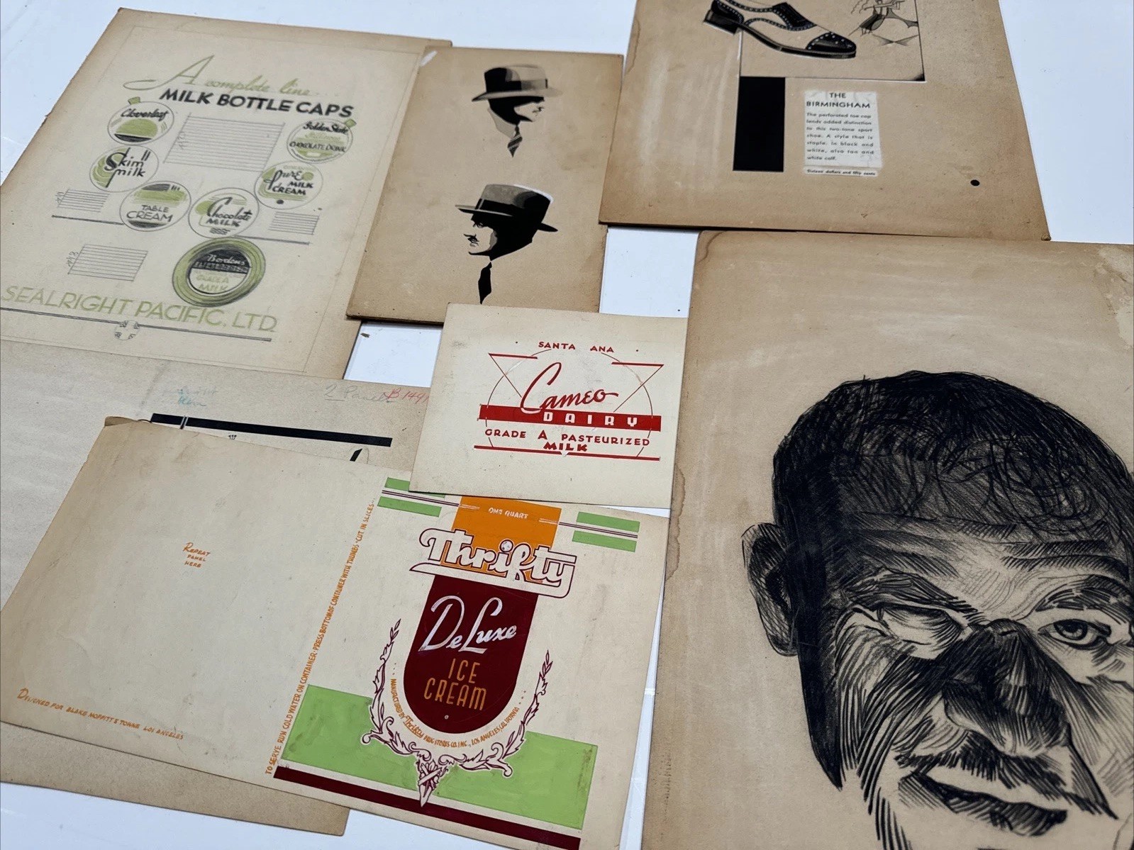 Antique Painting Thrifty Drug Store Ice Cream Mystery Illustration 1930’s Lot