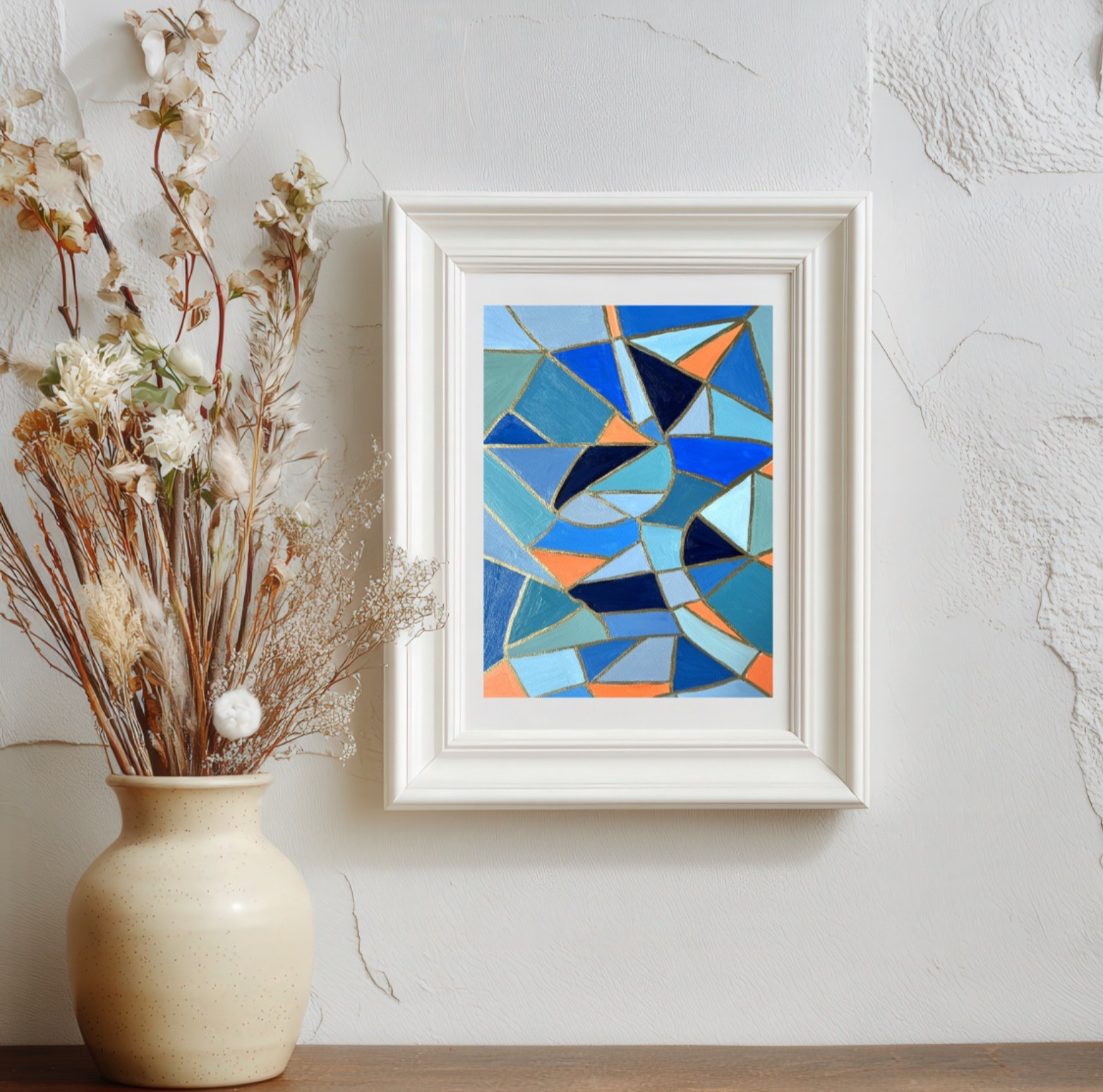 Painting Original Abstract Art Matted 11×14 Modern Acrylic Blue Jimarieart