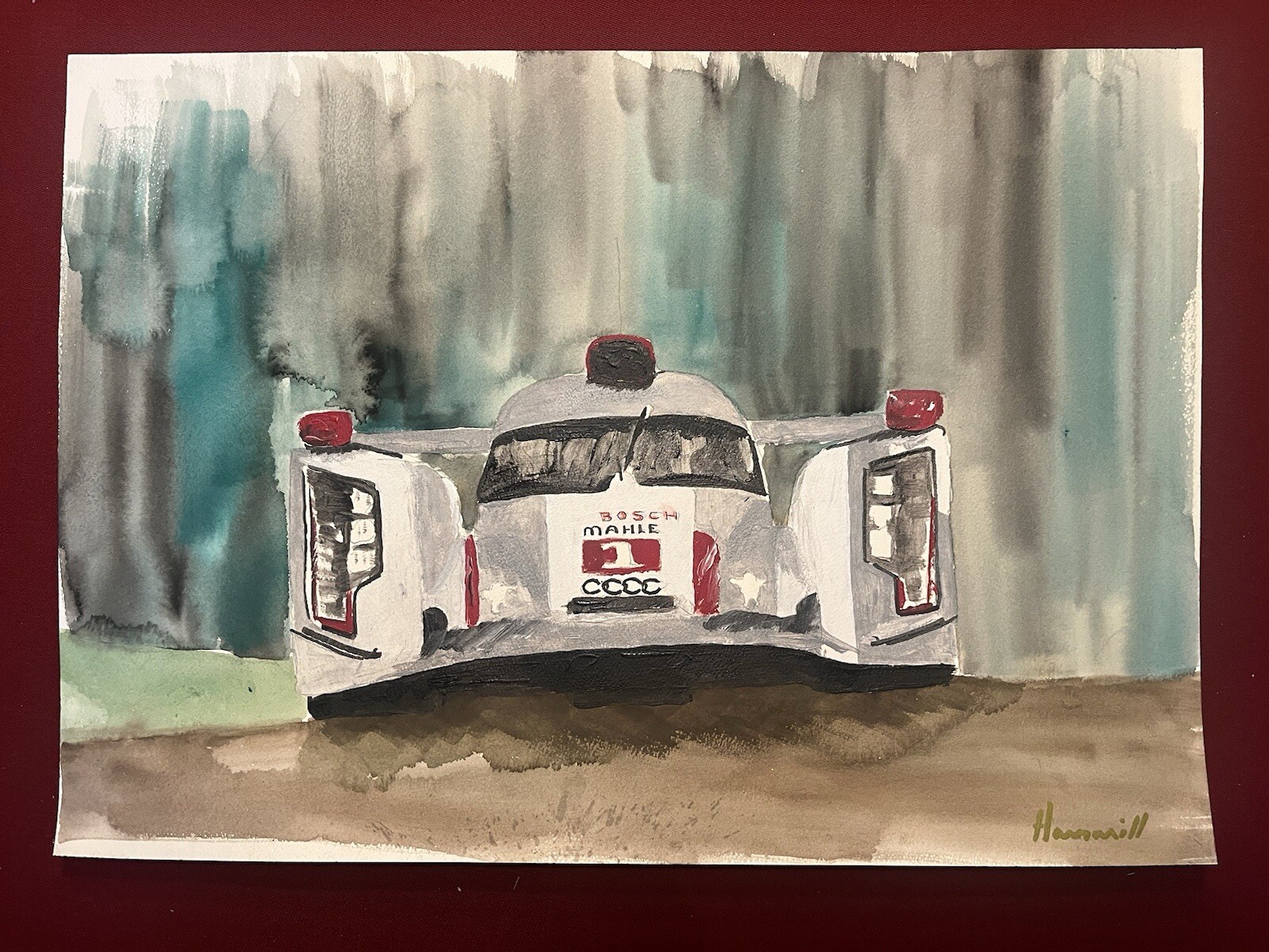 Audi Sport 24 hours of LeMans Watercolor Painting