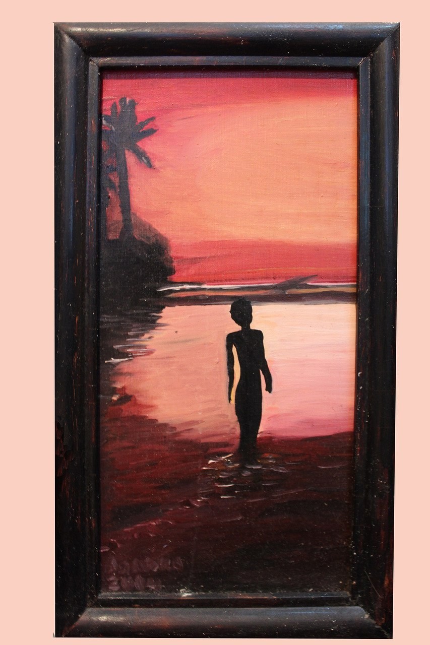 art 475 original painting 30×15 cm PZ oil on canvas women see landscape