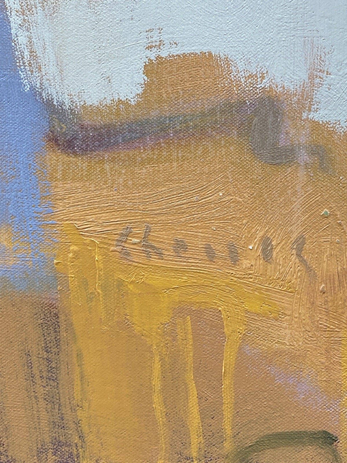 Original Oil Painting Smiling Woman Orange Abstract Landscape 24×22 Aldo Cherres