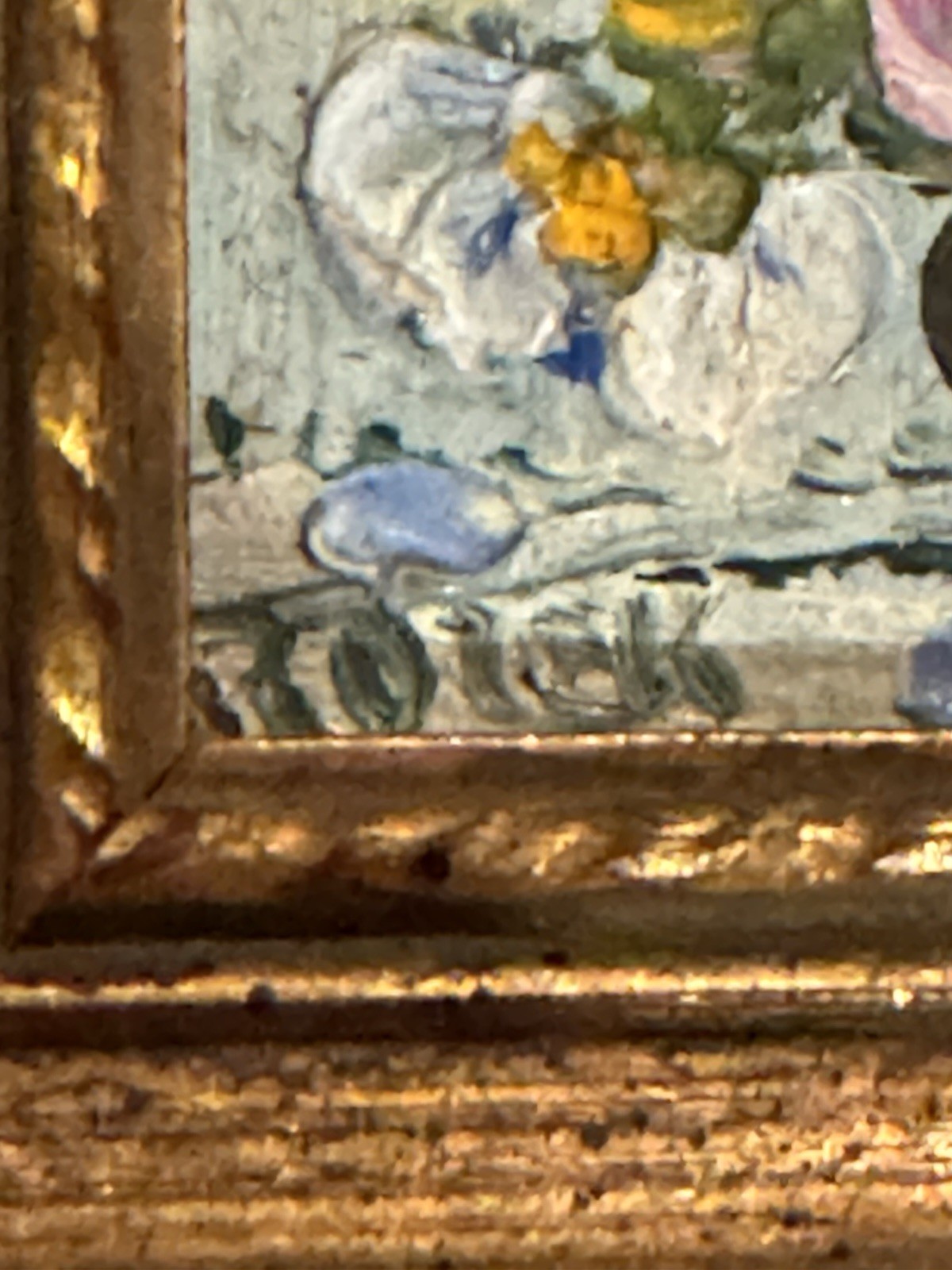 1960s Flowers in Vase Framed Textured Impasto Oil Painting – Irene Rozek