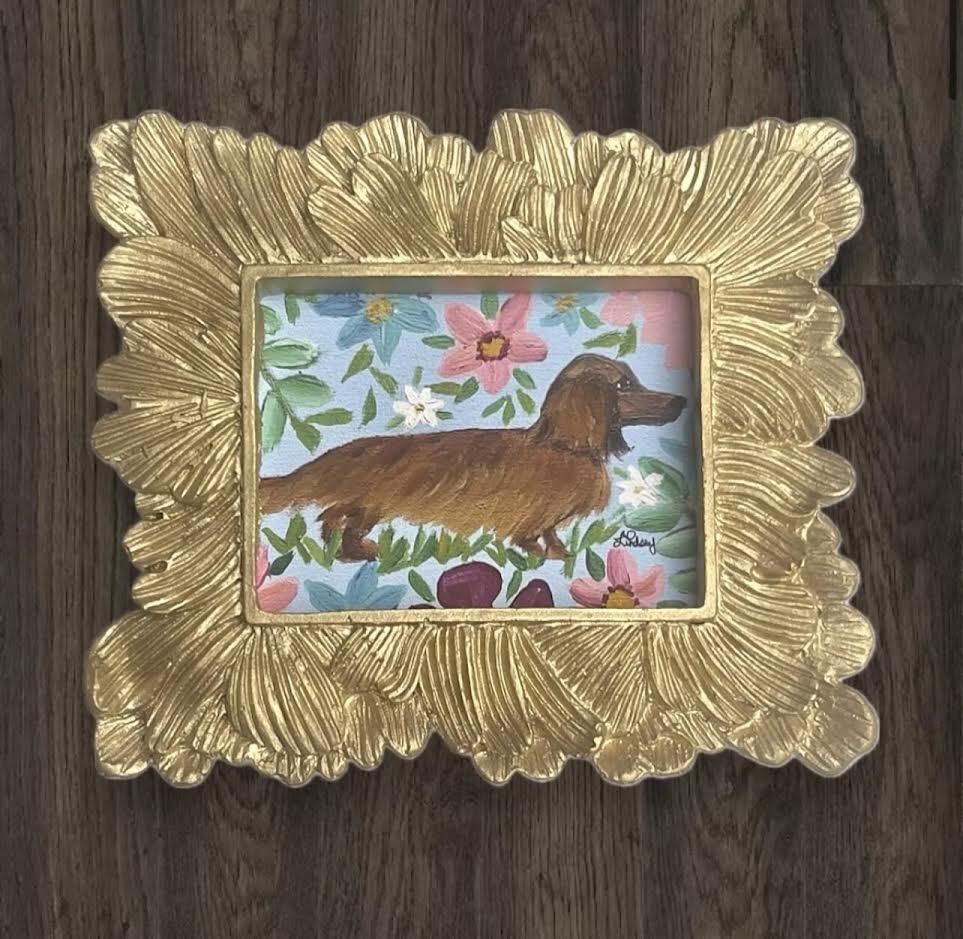 mini paintings & prints in vintage style ornate frame, mini art, birds & animals