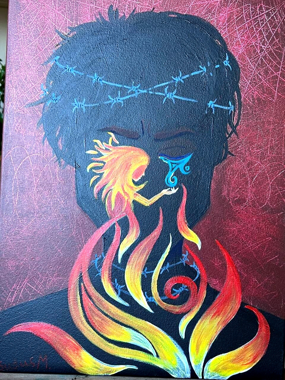 INNER FLAME art paintings original acrylic/oils