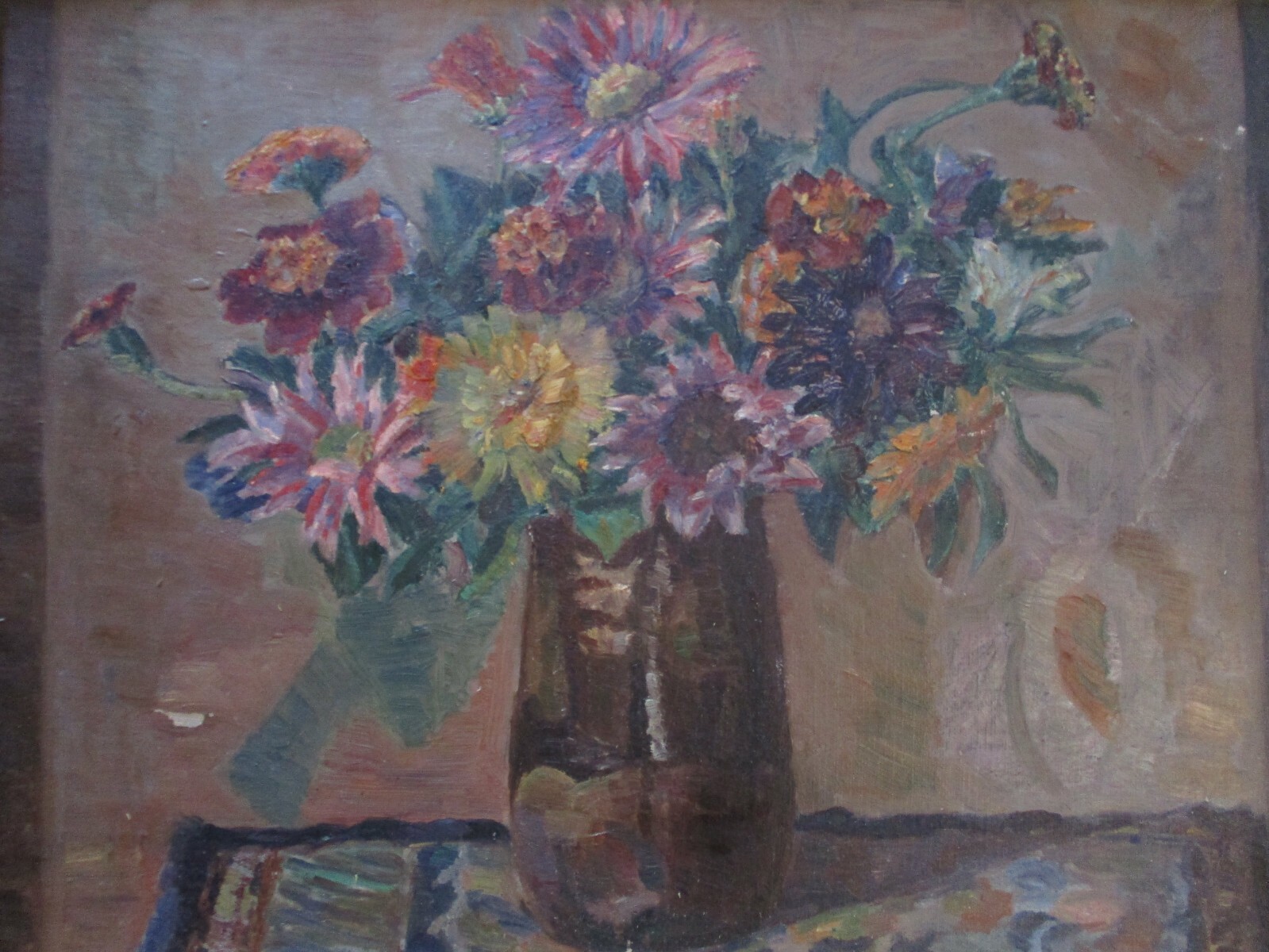 LOT OF 2 ANTIQUE PAIR OIL PAINTING AMERICAN WOMAN IMPRESSIONIST STILL LIFE 1910