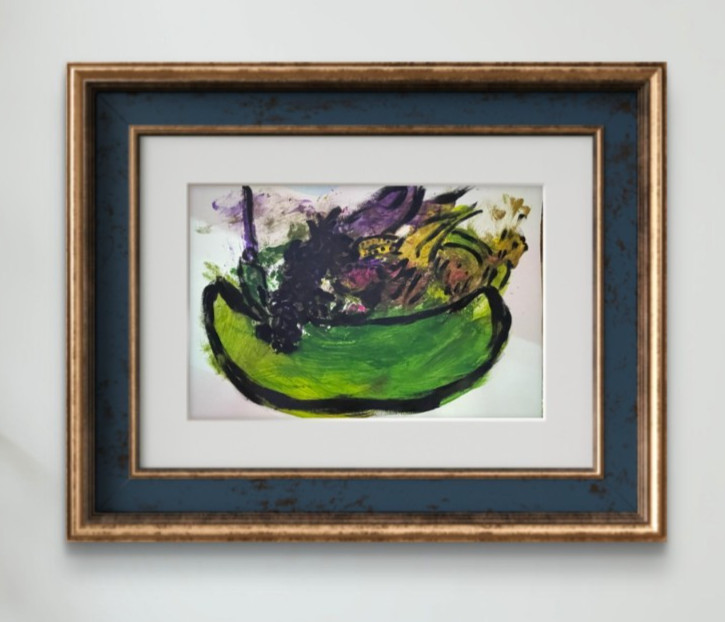 Original Art Fruit Bowl 12×16 on paper Abstract Expressionism Design Home Art