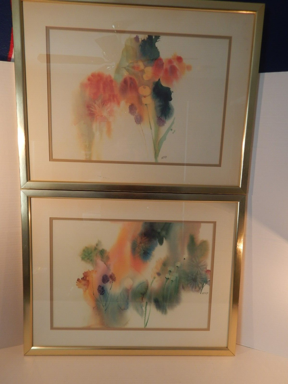 2 Barbara Nechis «Summer Silhouette» Framed/Signed Watercolor Lithographs