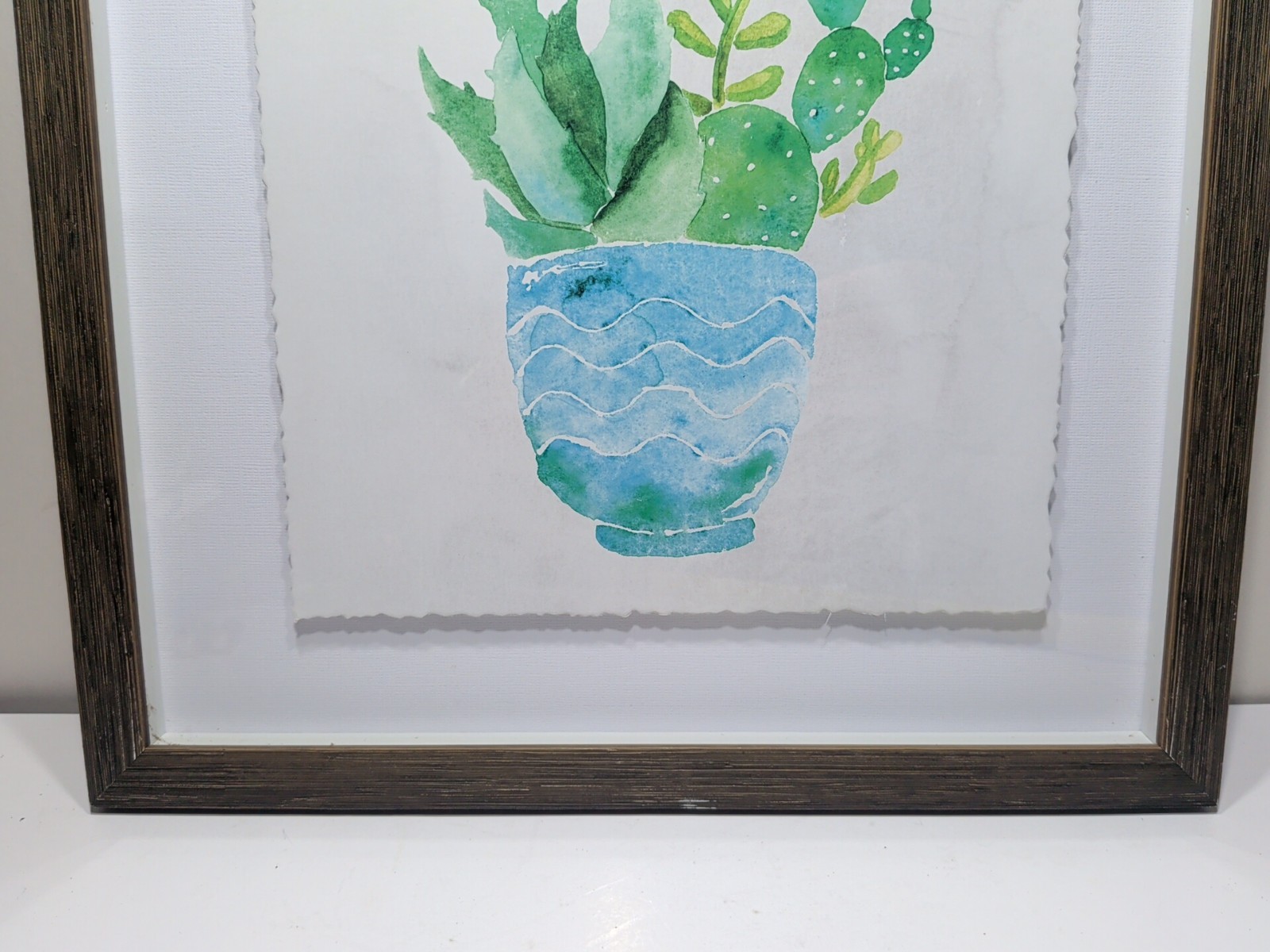 ✨New✨ Floating Framed Watercolor on Paper Succulents 14″X14″ – Framed Artwork