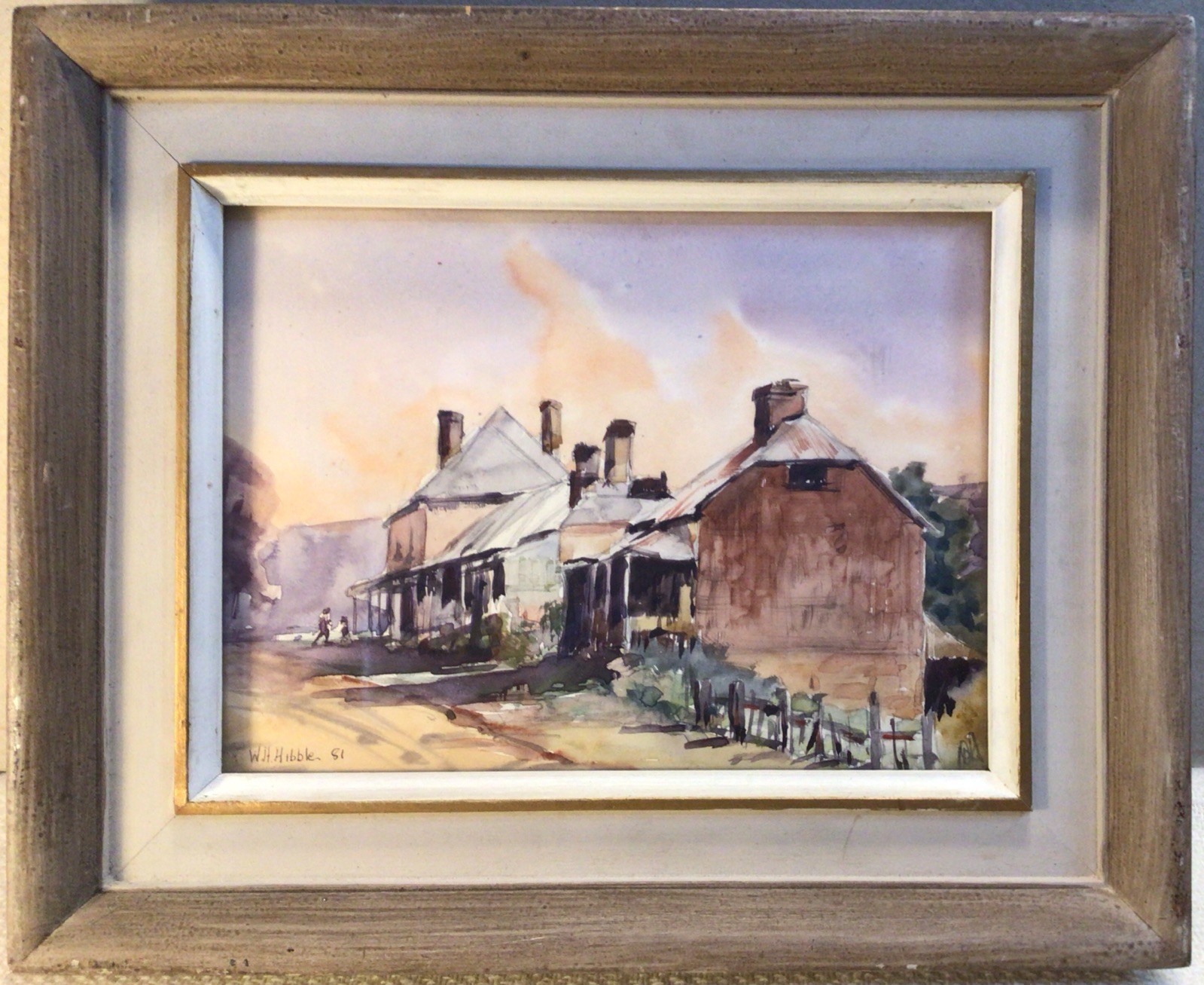 Artist W H Hibble 1981 Terrace Opposite Court House Windsor Framed Watercolour