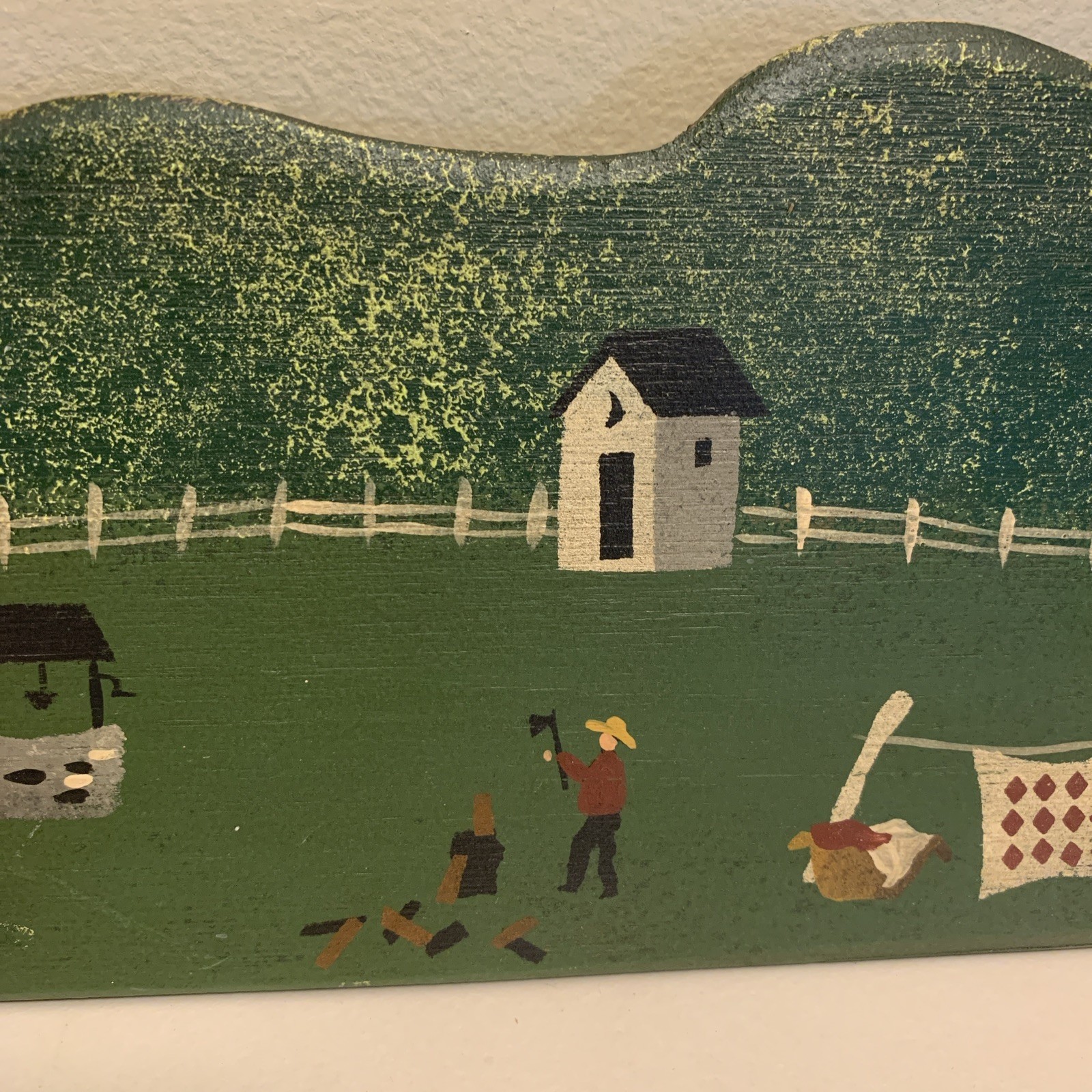 COUNTRY FARM HAND PAINTED WOOD PLAQUE LINDA A ROBINSON FOLK ART OVER THE DOOR