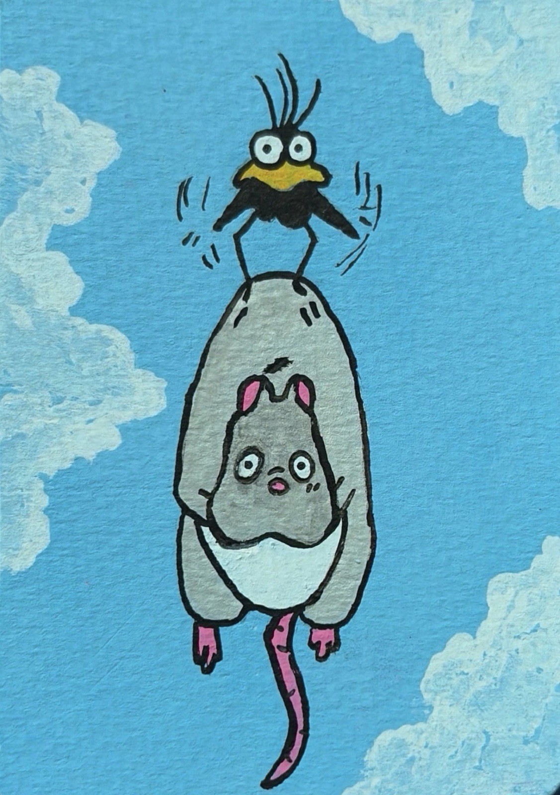 ACEO Art Card Original Acrylic Painting Ghibli 2.5in x 3.5in Signed by Artist