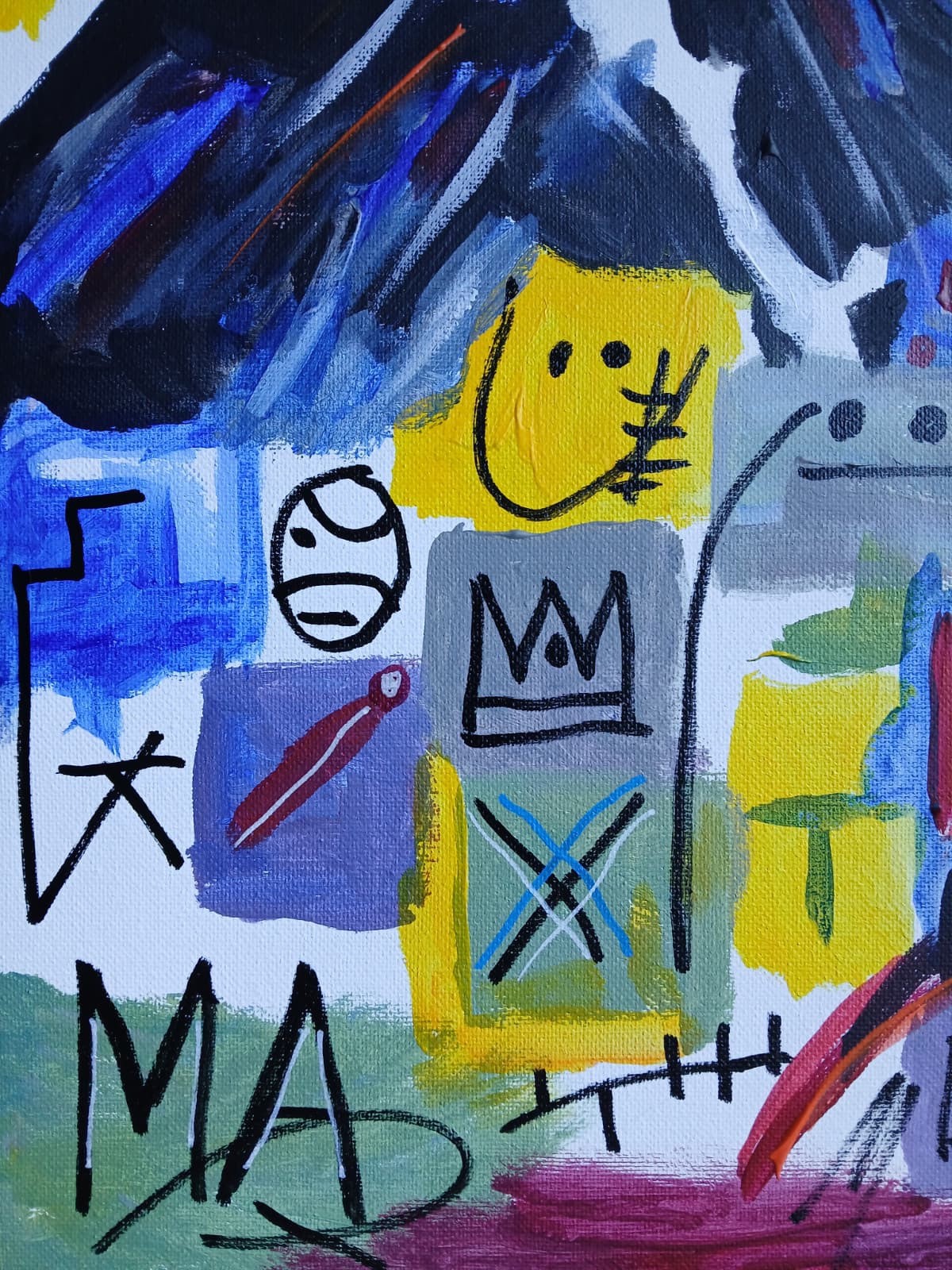 Abstract/Expressionism 11×14 Mount Basquait Signed Colorful Street Art Painting