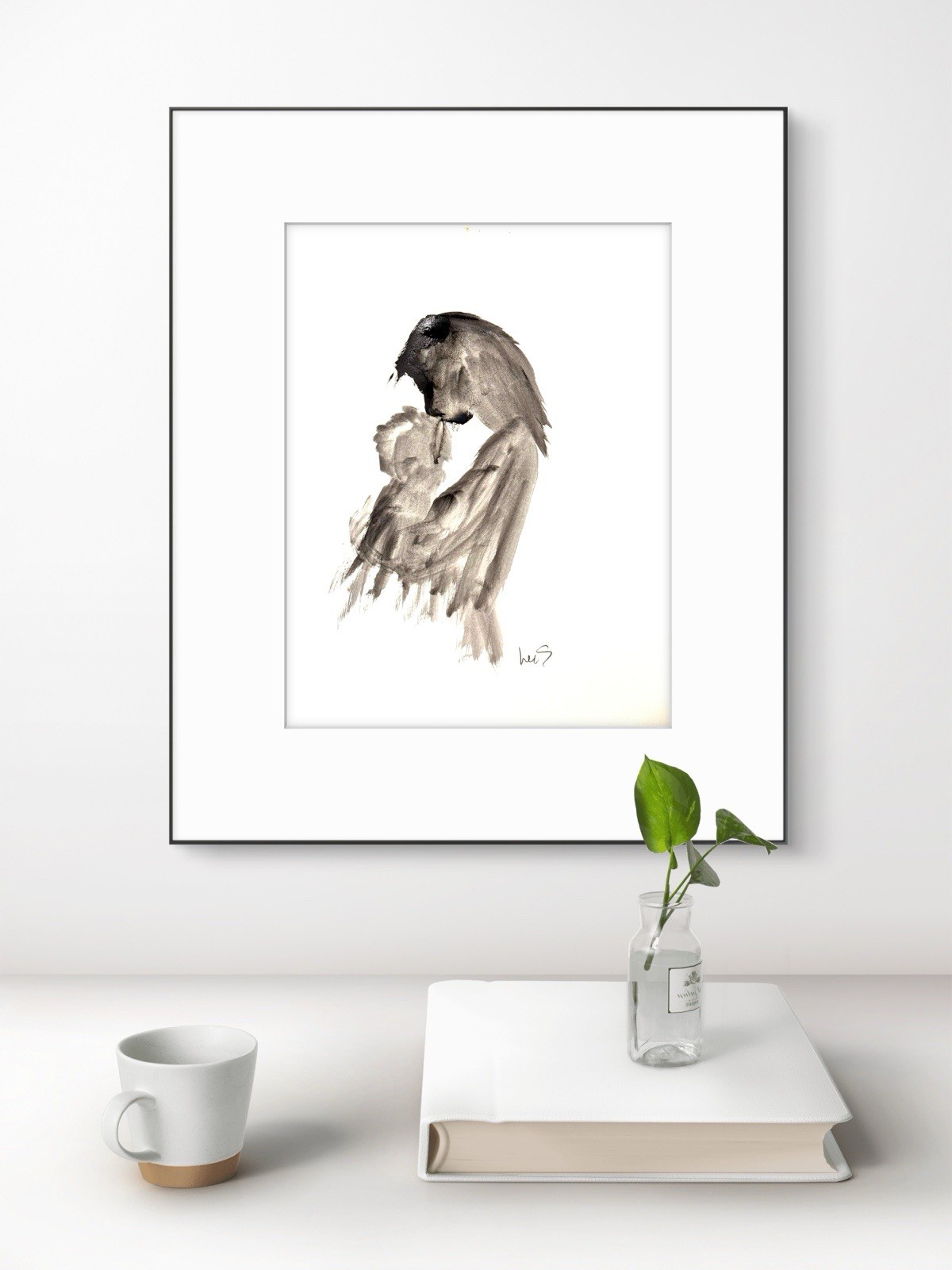 Original Abstract Expressionism 9×12 Mother and Child Mother’s Day Signed 19