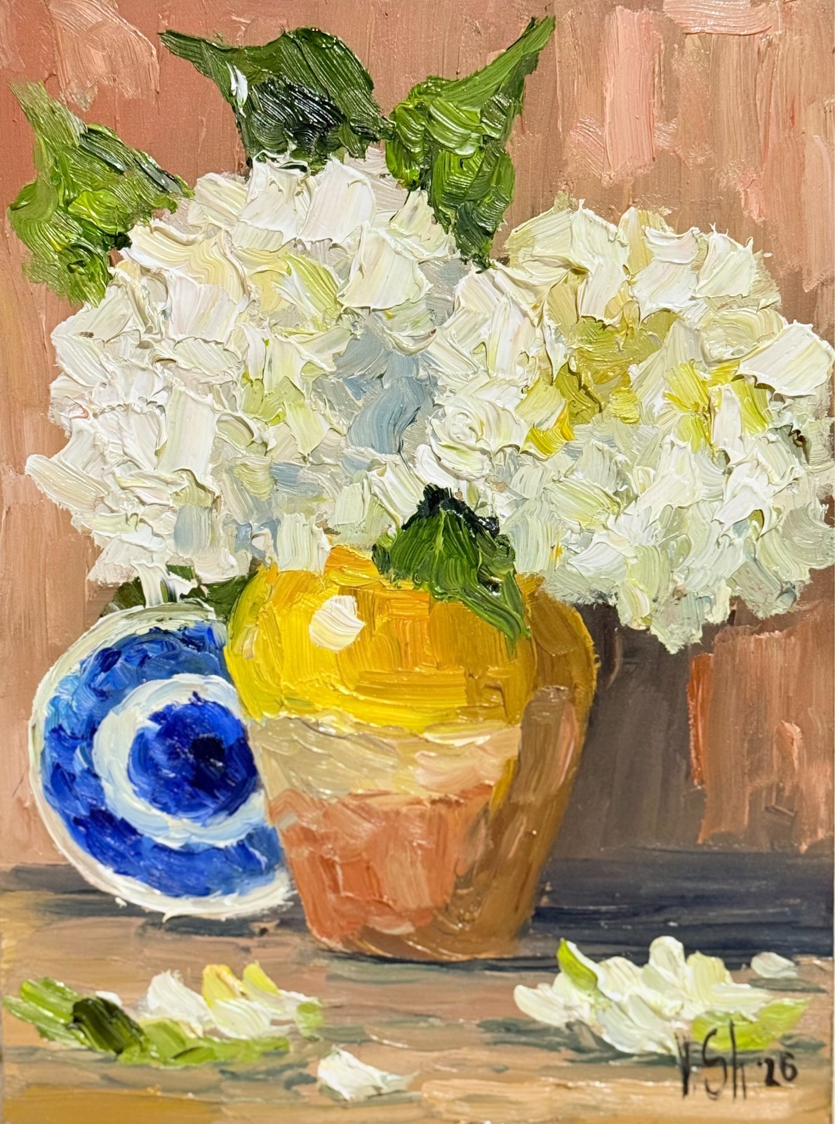 Hydrangea Painting Floral Original Art Impasto Oil Painting Flower Still Life