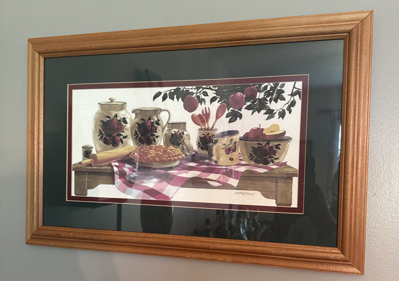 Vintage Home And Garden Party Country Apples Wood Framed Wall Decor 15” X 22”