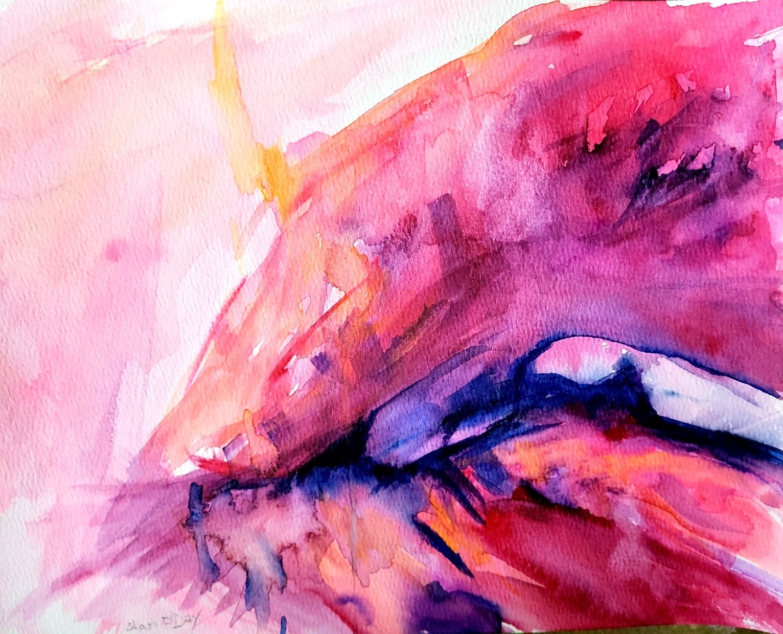 Original Expressionistic Acrylic Watercolor Painting 9 X 12 Paper Art