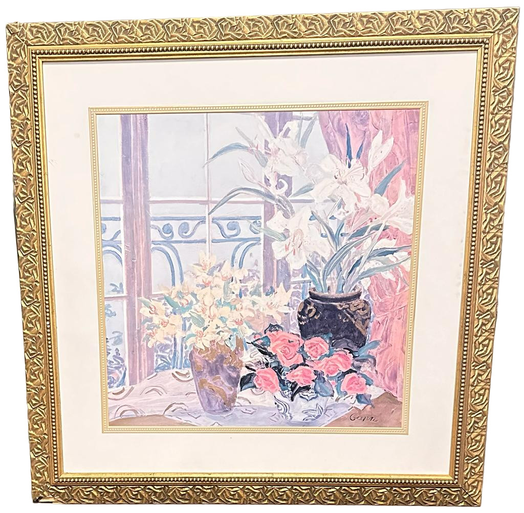 Windsor Art The Garden District Oil Canvas Signed Gunn Flowers and Vase Painting