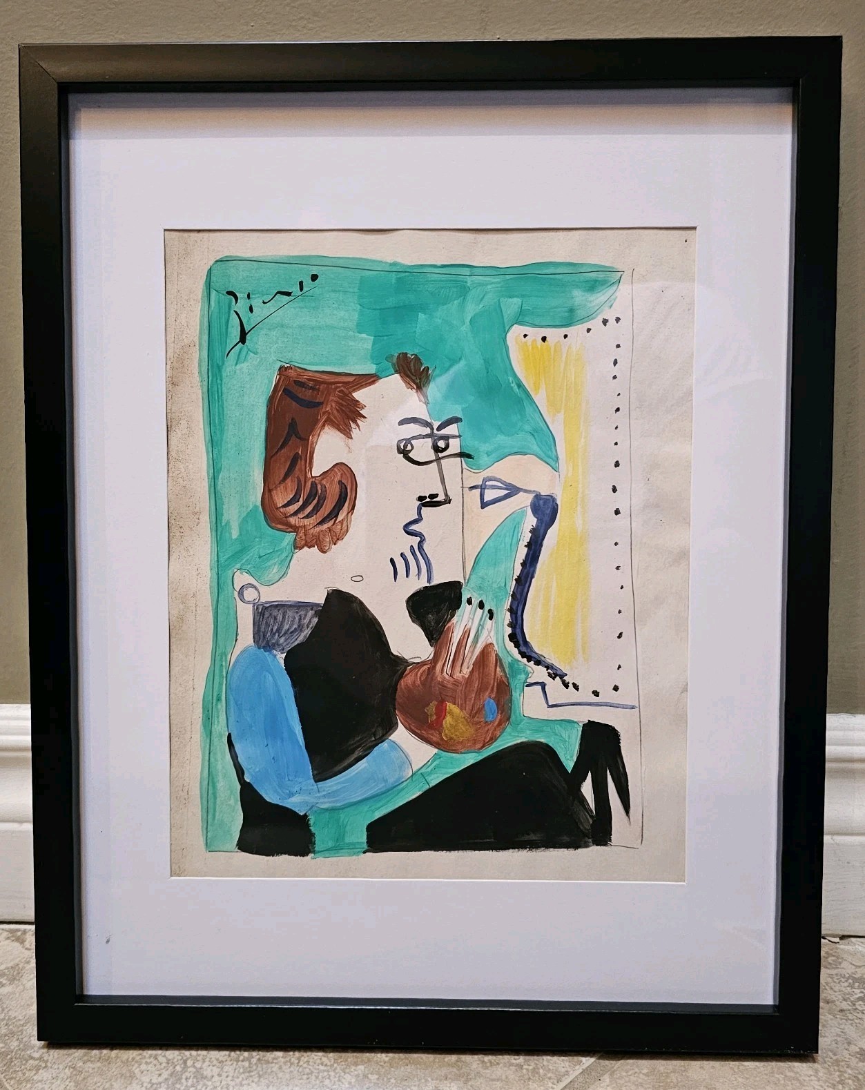 Picasso Original Painting -Signed -Gallery Stamp -Framed -Not A Copy