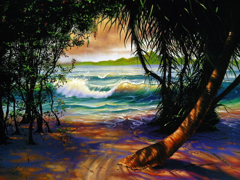 Island beach scenery Seascape Oil painting Art Giclee Printed on canvas P255