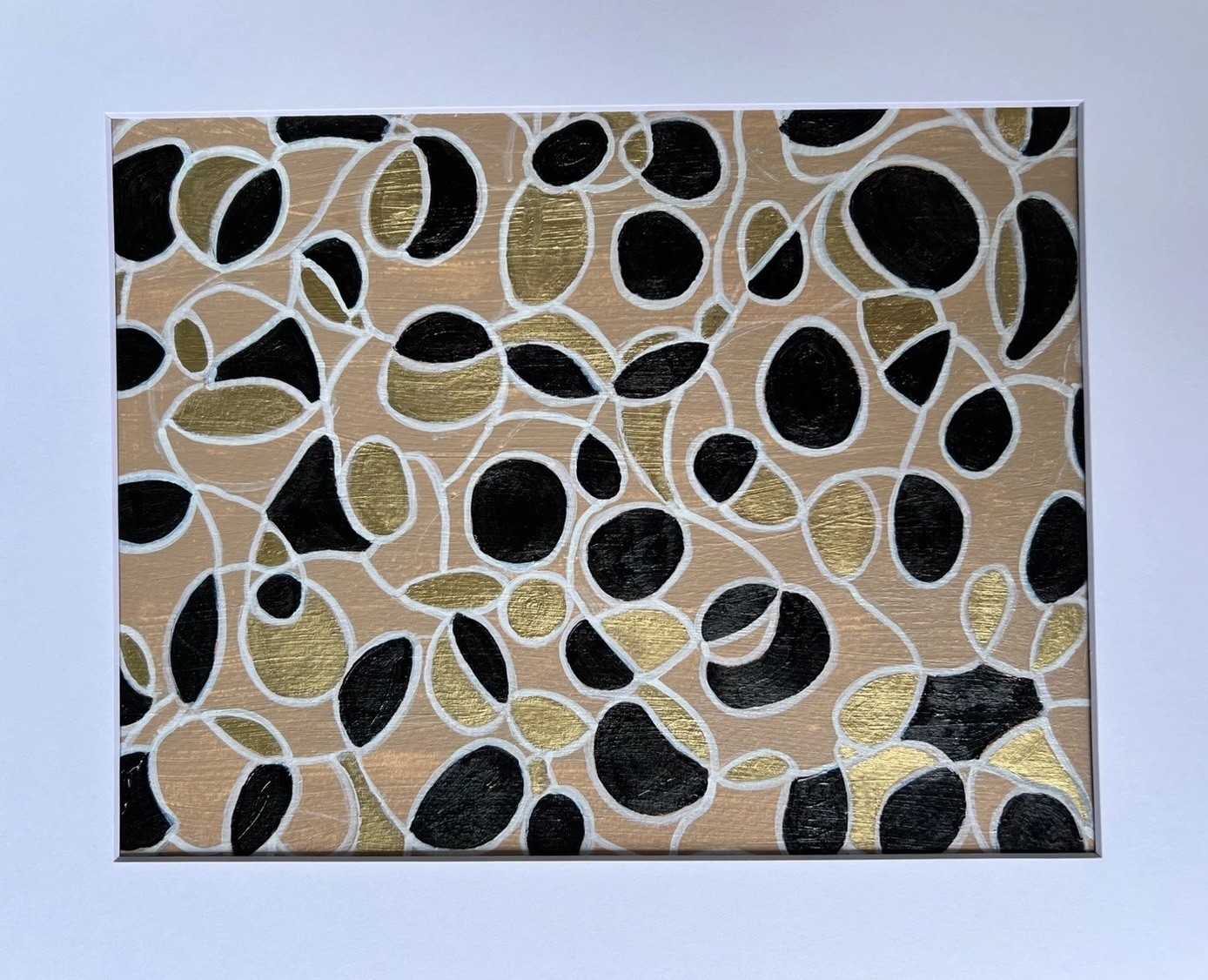 Painting Original Abstract Art Matted 11×14 Modern Acrylic Black Gold Jimarieart