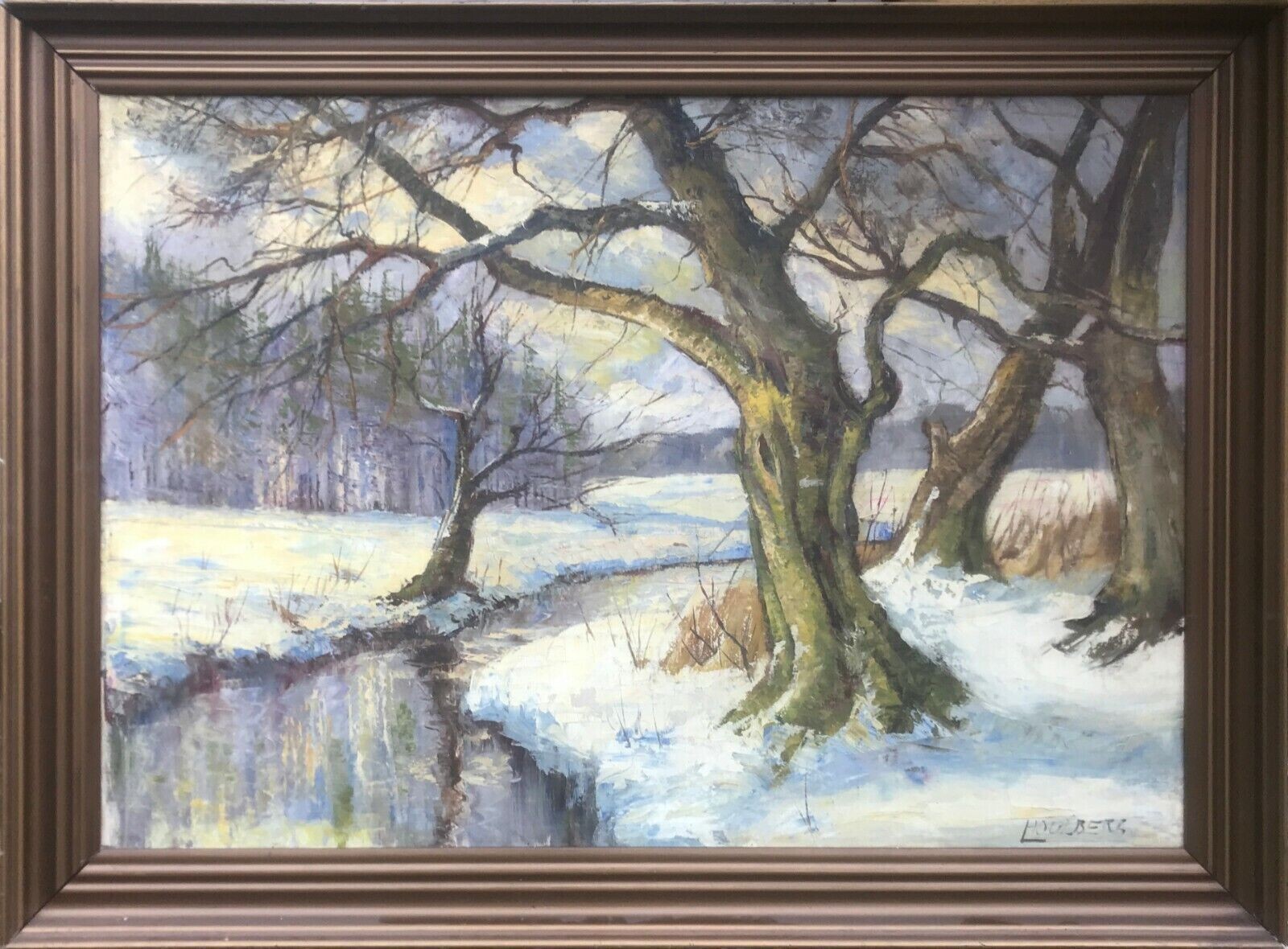Leo Houlberg (1896-1950): SUNNY WINTER DAY AT THE BROOK