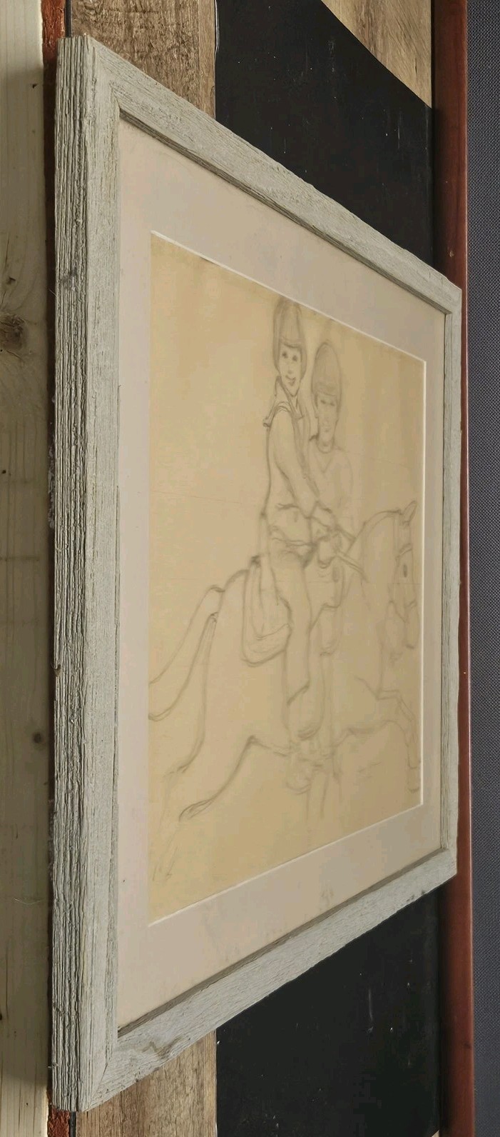 Vintage Nostalgic Americana Art Set Oil Painting & Preliminary Pencil Sketch