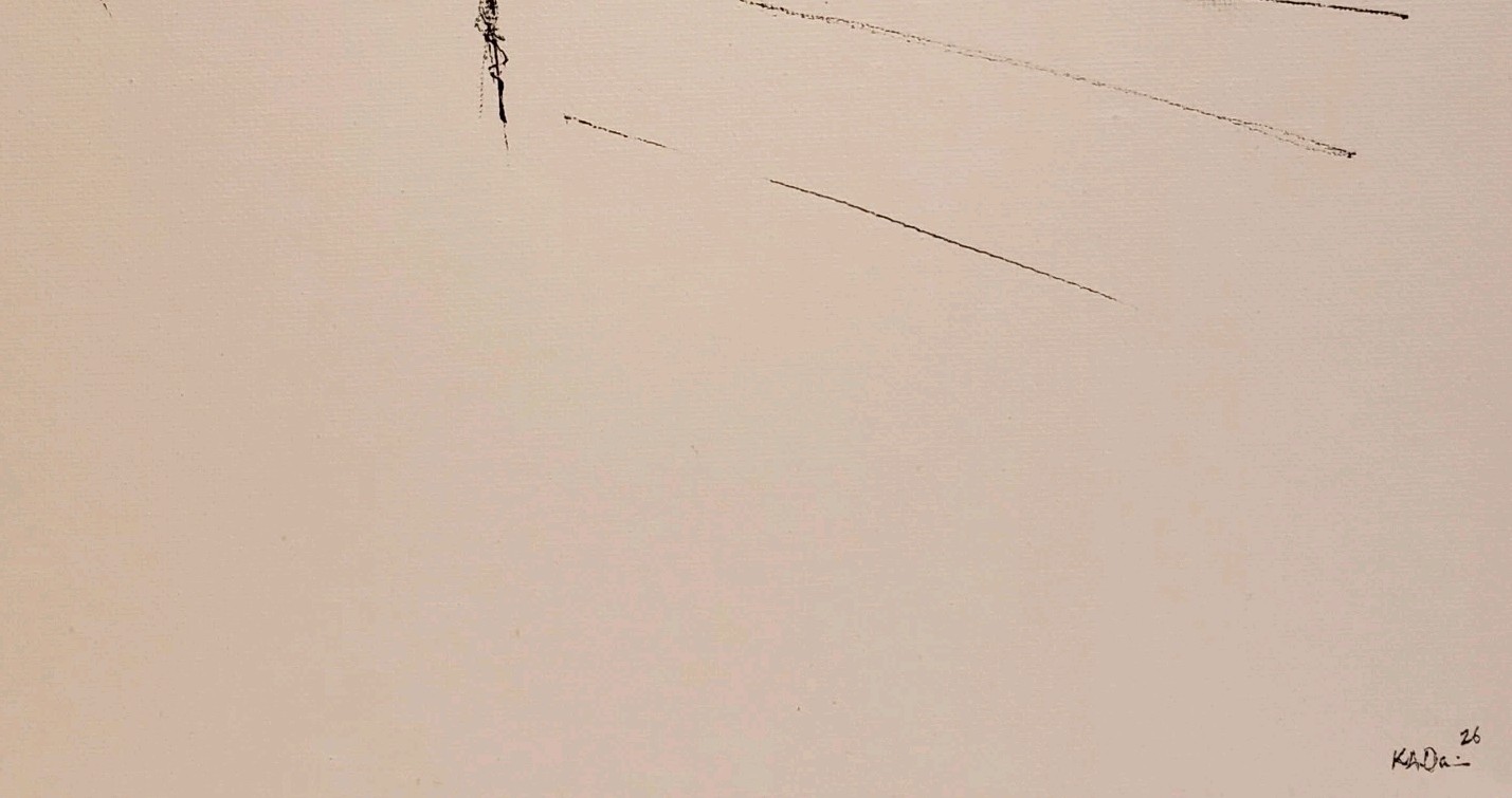 No.684 Original Abstract Minimal Landscape Ink Painting By K.A.Davis