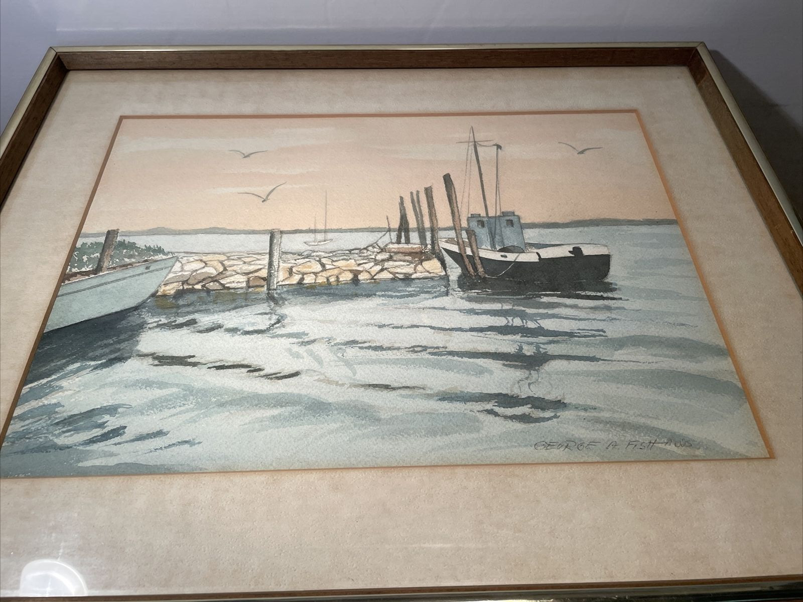 Original Seascape Watercolor New Jersey Artist George A. Fish AWS 1893-1993
