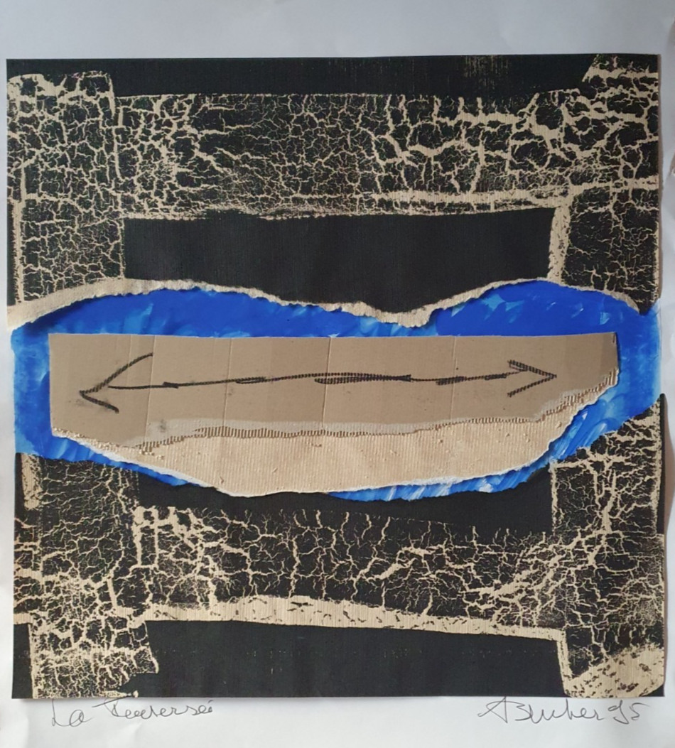 Large Collage Mixed Signed André Bucher Sculptor Swiss Abstract Dorny Marfaing