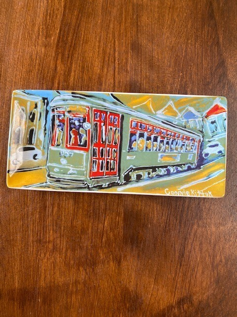 Louisiana Artist Connie Kittok’s Small Streetcar Platter 9 1/4 in x 4 1/4 in
