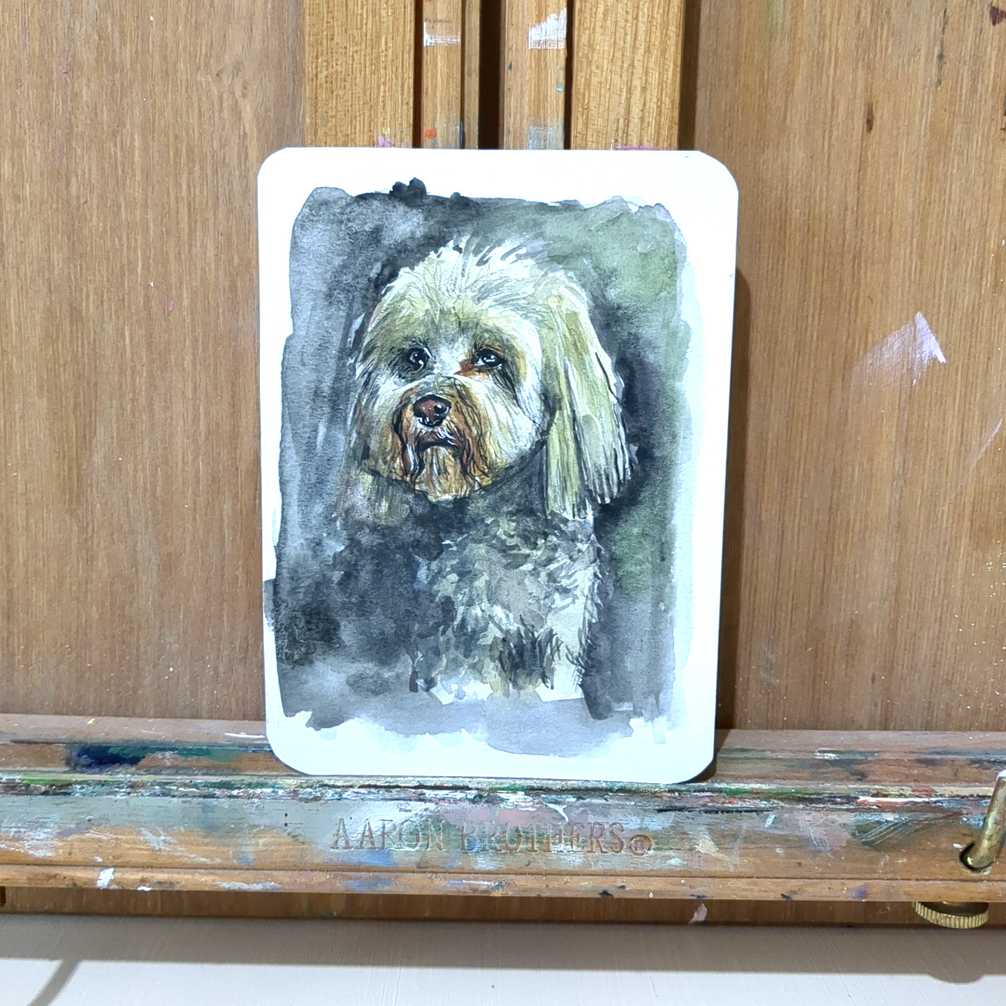 Original Watercolor Painting Dog Pet Portrait 4×6 by JJ