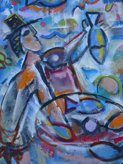 Ivan Rane & Bill Rane Painting «The Fish Vendor» 2004 Taos NM