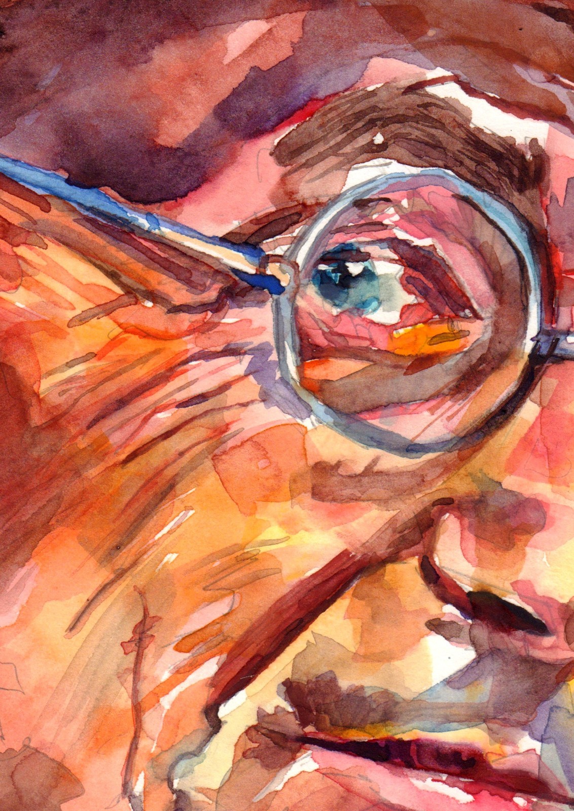 James Joyce – Original Handmade Watercolor Painting, Irish Literature Author